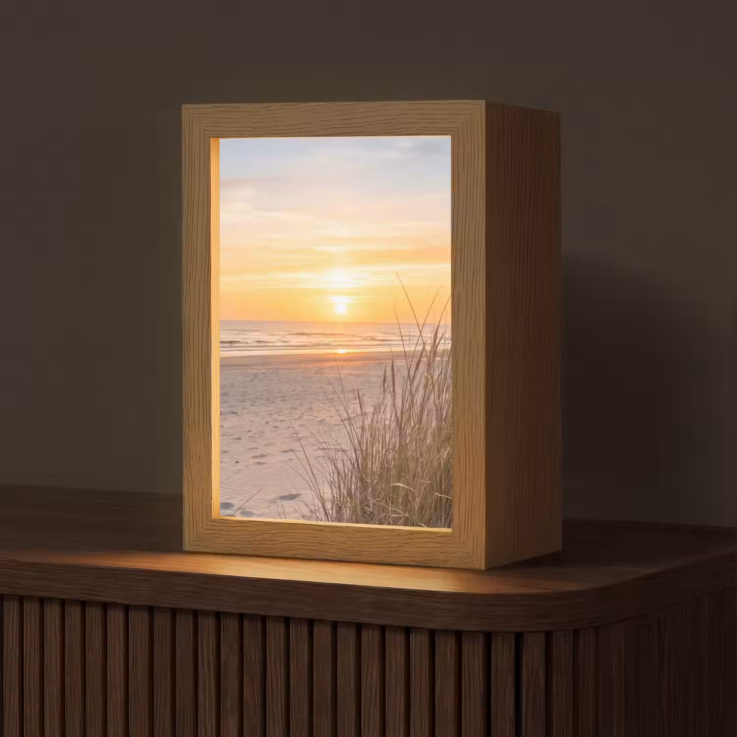 Zonsondergang - Duinen - Zee Light Box met kabel (Tafellamp) klein -z3d_website