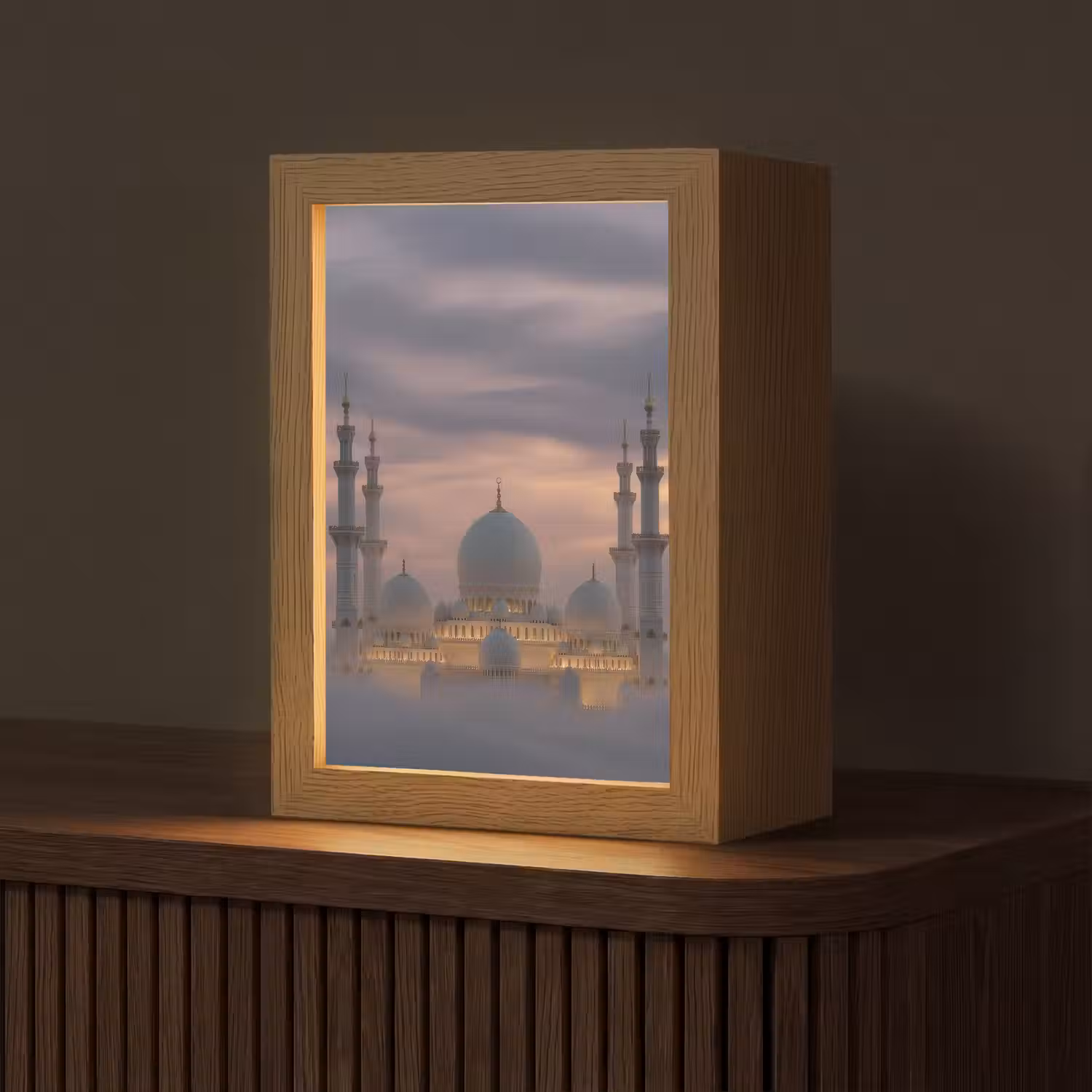 Zonsondergang - Moskee - Wolken - Islamitisch Light Box met kabel (Tafellamp) klein -z3d_website