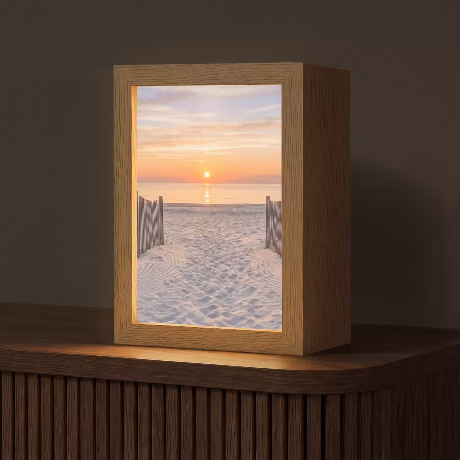 Zonsondergang - Strand - Zand Light Box met kabel (Tafellamp) klein -z3d_website