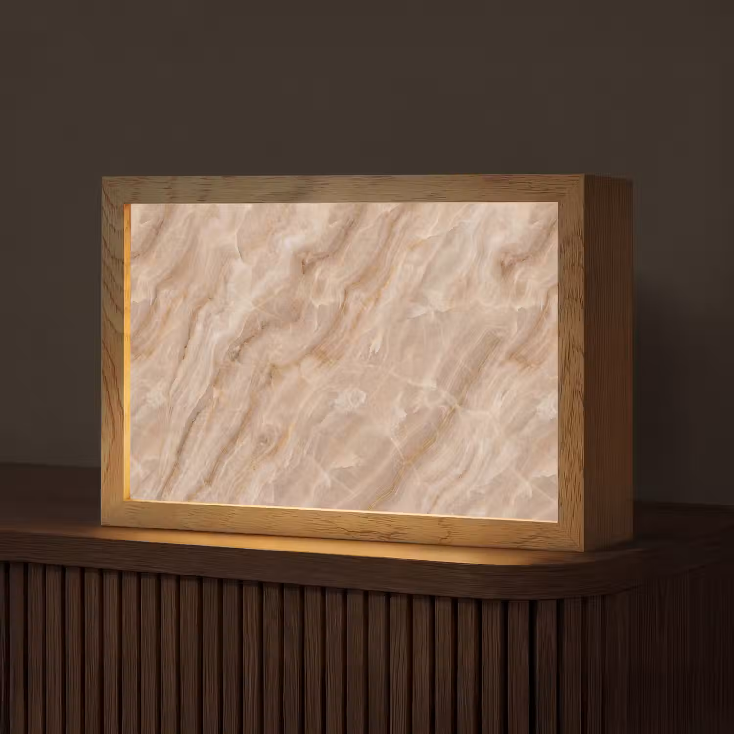 Steen - Ader - Natuur - Modern - Beige Light Box met kabel (Tafellamp) klein -z3d_website
