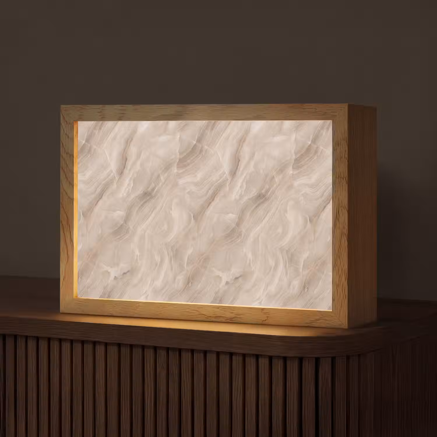 Steen - Golvend - Abstract - Beige Light Box met kabel (Tafellamp) klein -z3d_website