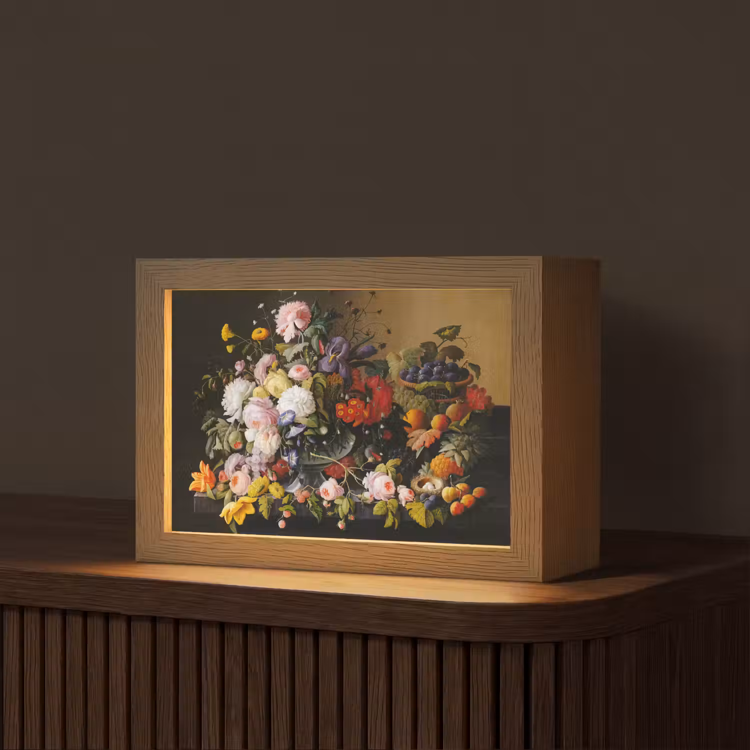 Stilleven met bloemen en fruit - Kunstwerk - Oude meesters Light Box met kabel (Tafellamp) klein -z3d_website
