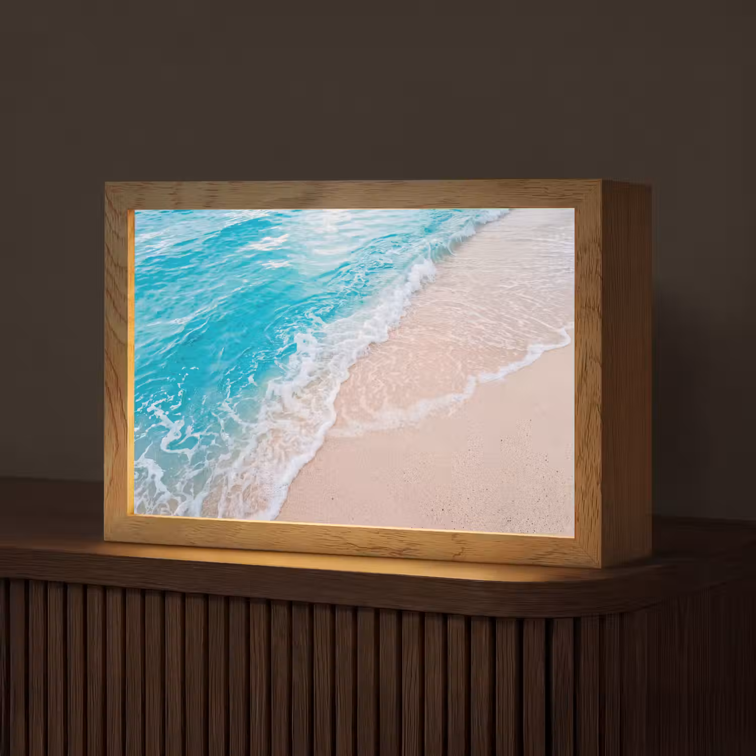 Strand - Zee - Golf - Natuur - Blauw Light Box met kabel (Tafellamp) klein -z3d_website