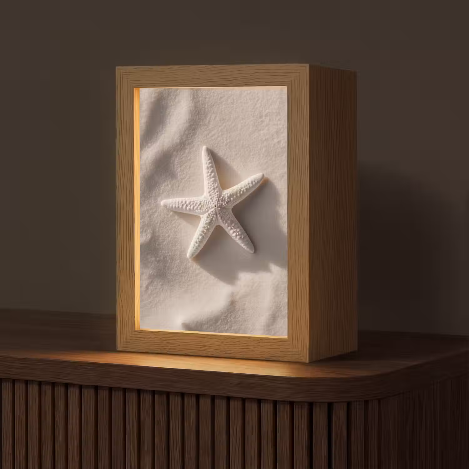 Strand - Zeester - Zand - Beige Light Box met kabel (Tafellamp) klein -z3d_website