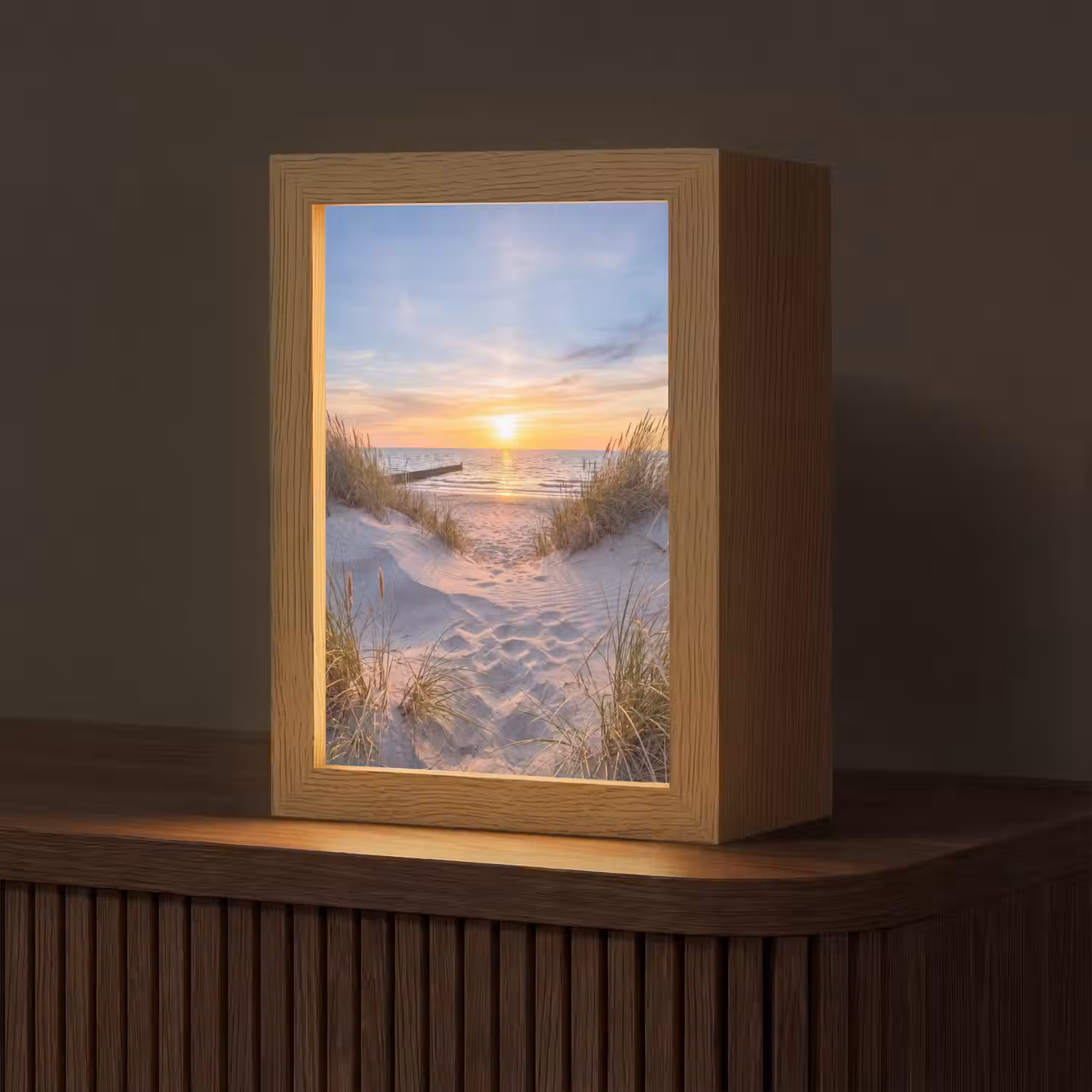 Strand - Zonsondergang - Natuur - Landschap Light Box met kabel (Tafellamp) klein -z3d_website