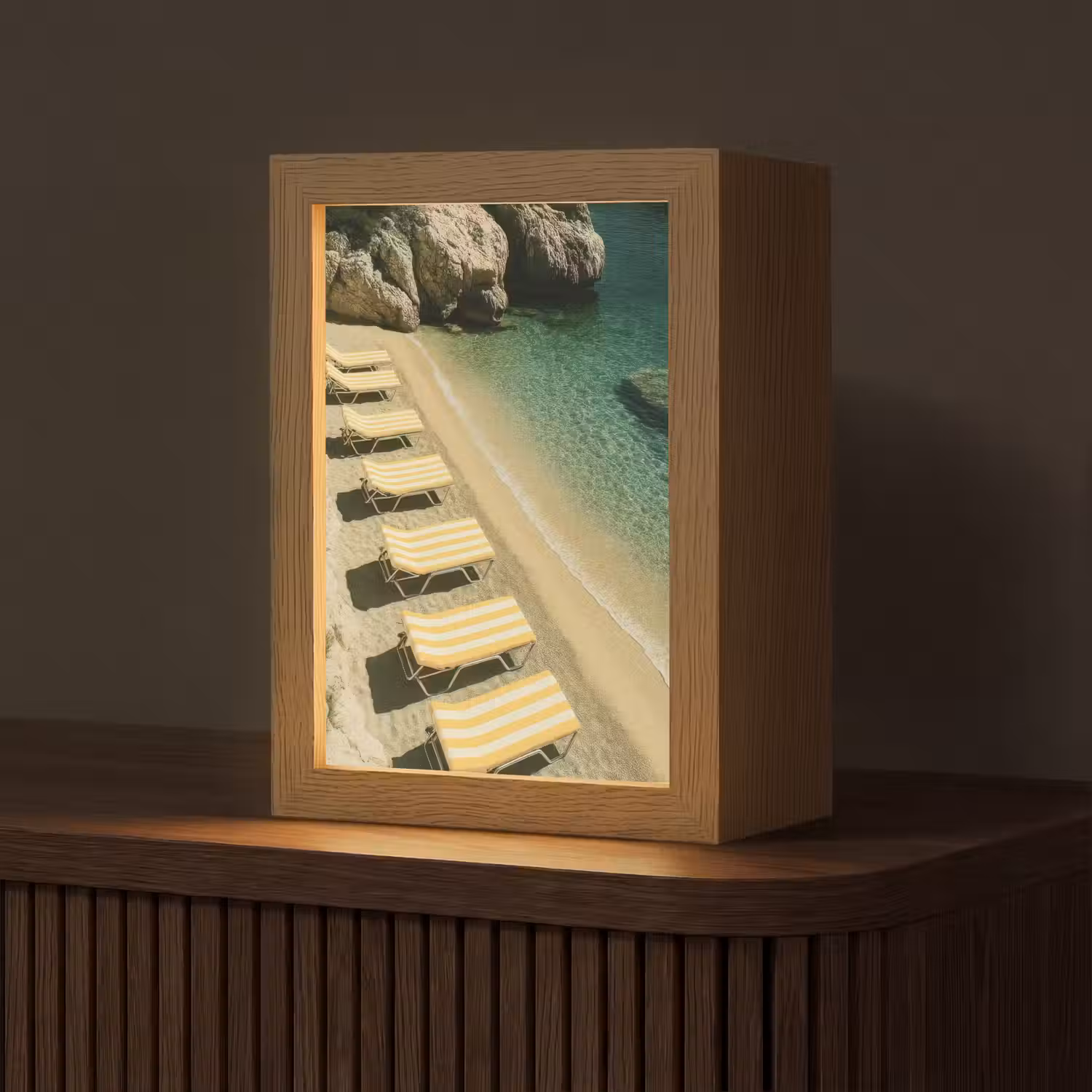 Strandbedden - Zee - Stenen - Baai Light Box met kabel (Tafellamp) klein -z3d_website
