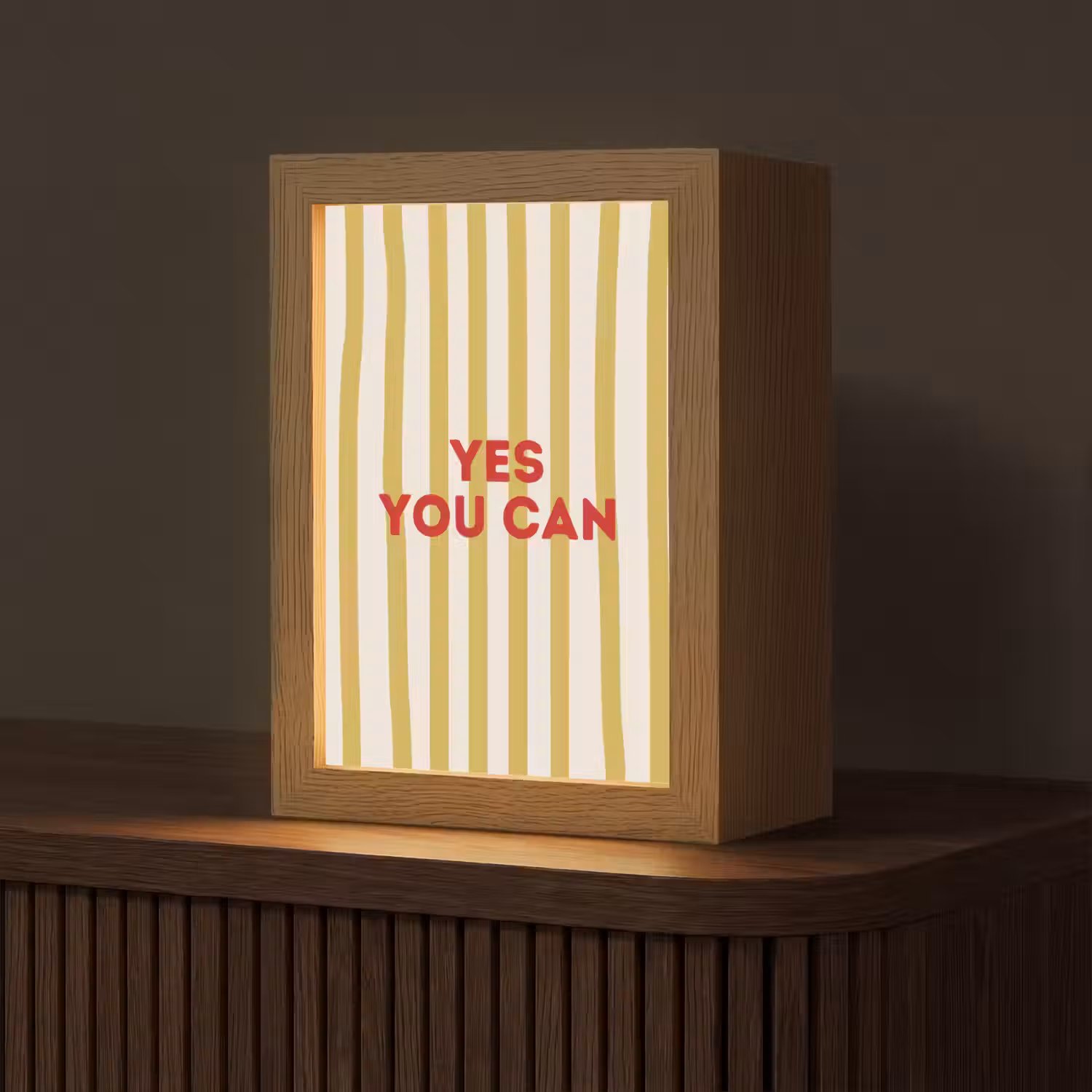 Strepen - Abstract - Yes you can - Rood Light Box met kabel (Tafellamp) klein -z3d_website