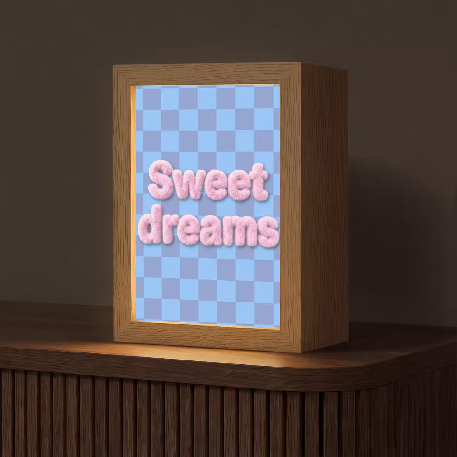 Sweet dreams - Vierkanten - Roze - Blauw Light Box met kabel (Tafellamp) klein -z3d_website