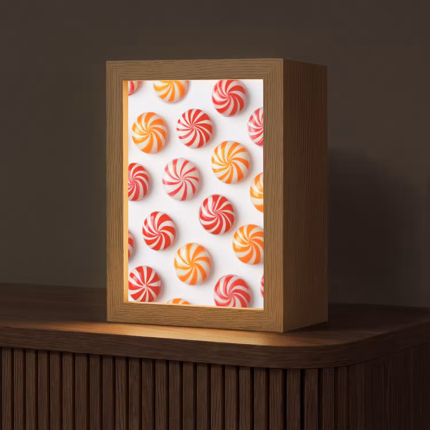 Snoep - Patroon - Rood - Oranje Light Box met kabel (Tafellamp) klein -z3d_website