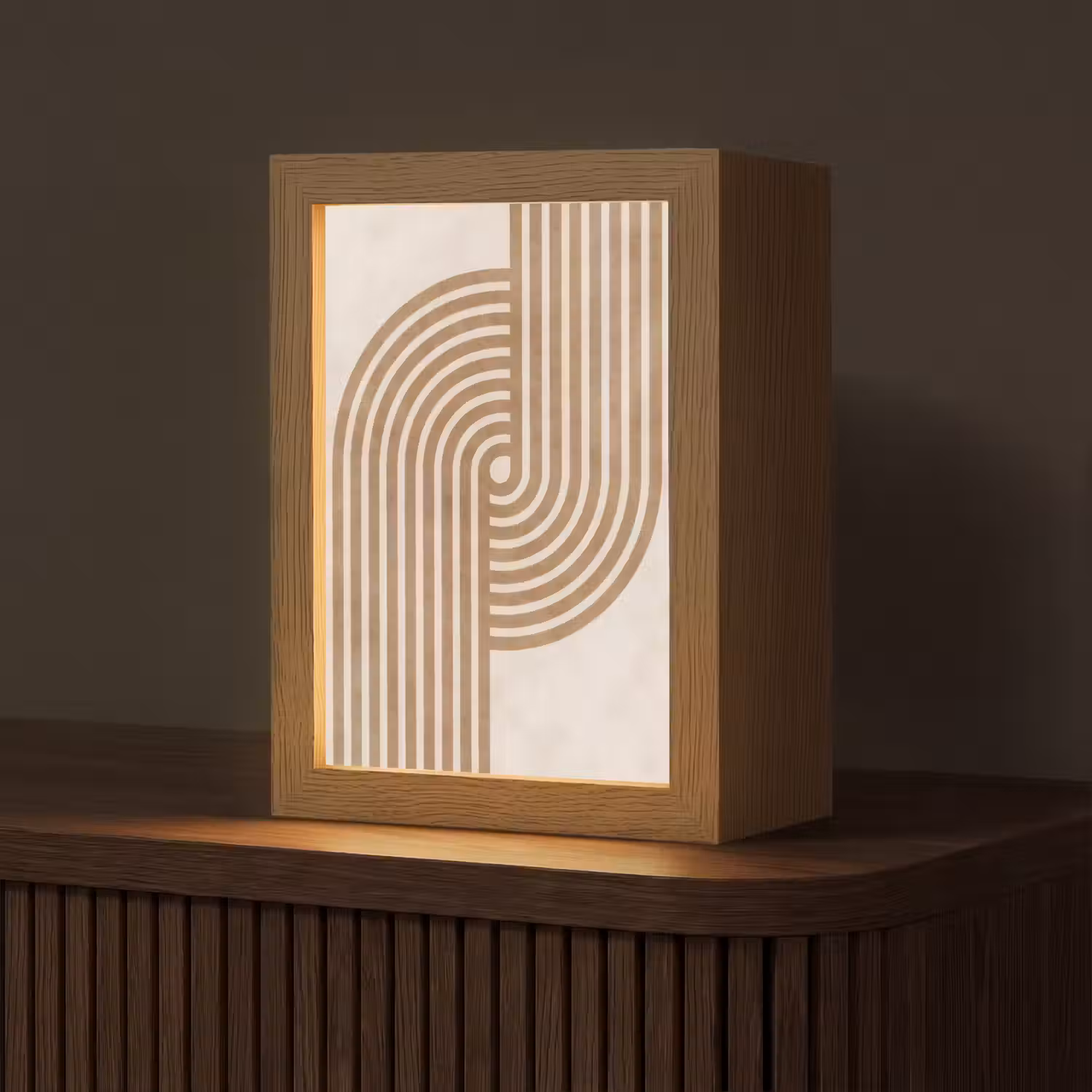 Symmetrische bocht - Koperkleurig Light Box met kabel (Tafellamp) klein -z3d_website