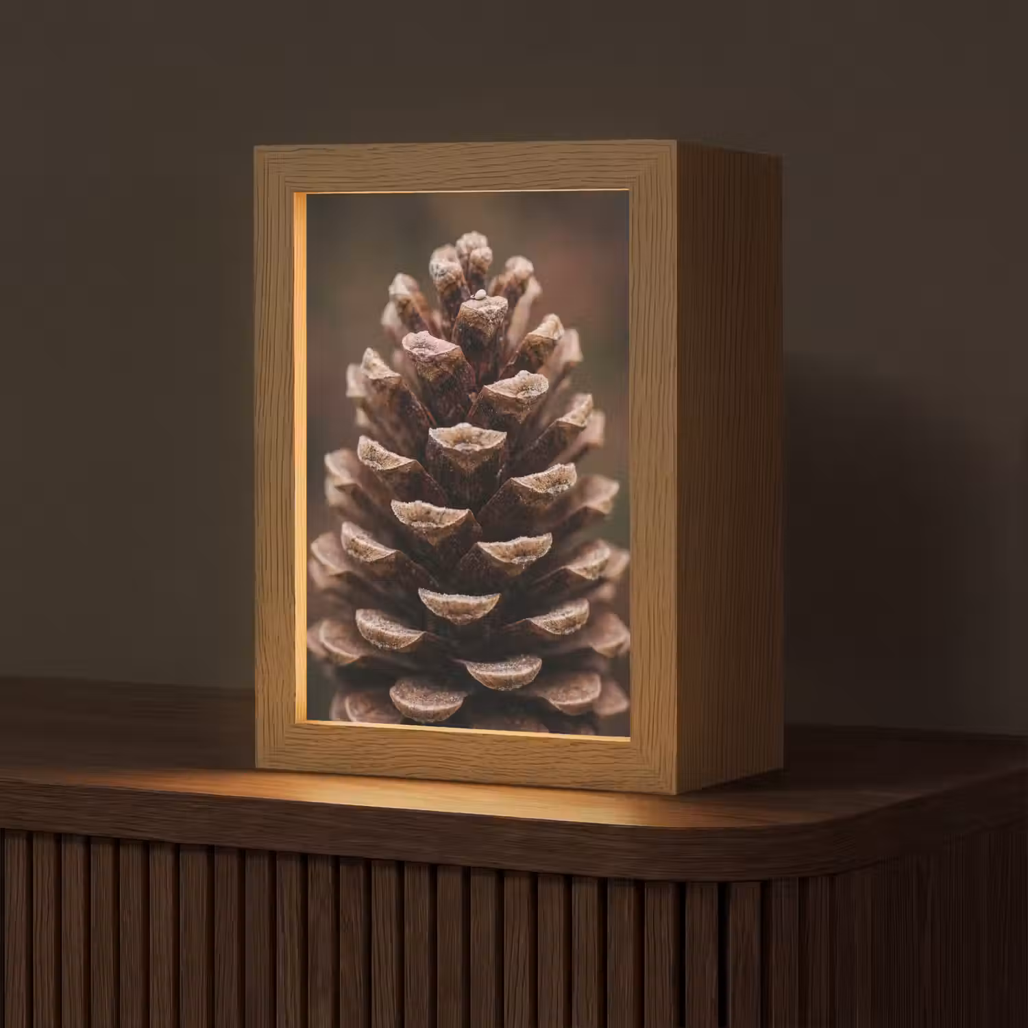 Dennenappel - Bos - Herfst - Bruin - Sfeervol Light Box met kabel (Tafellamp) klein -z3d_website