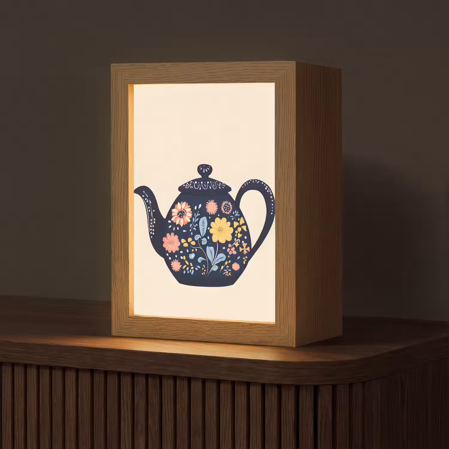 Theepot - Kleurrijk - Bloemen Light Box met kabel (Tafellamp) klein -z3d_website