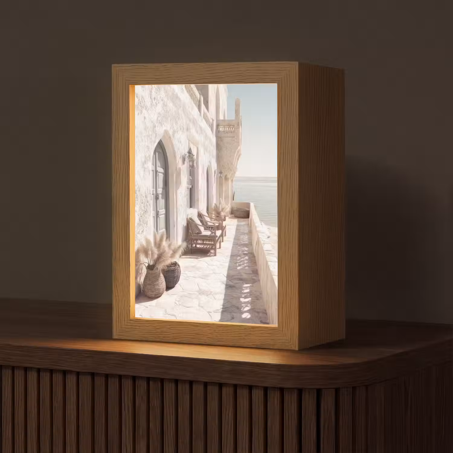 Terras - Stoelen - Strand - Beige Light Box met kabel (Tafellamp) klein -z3d_website