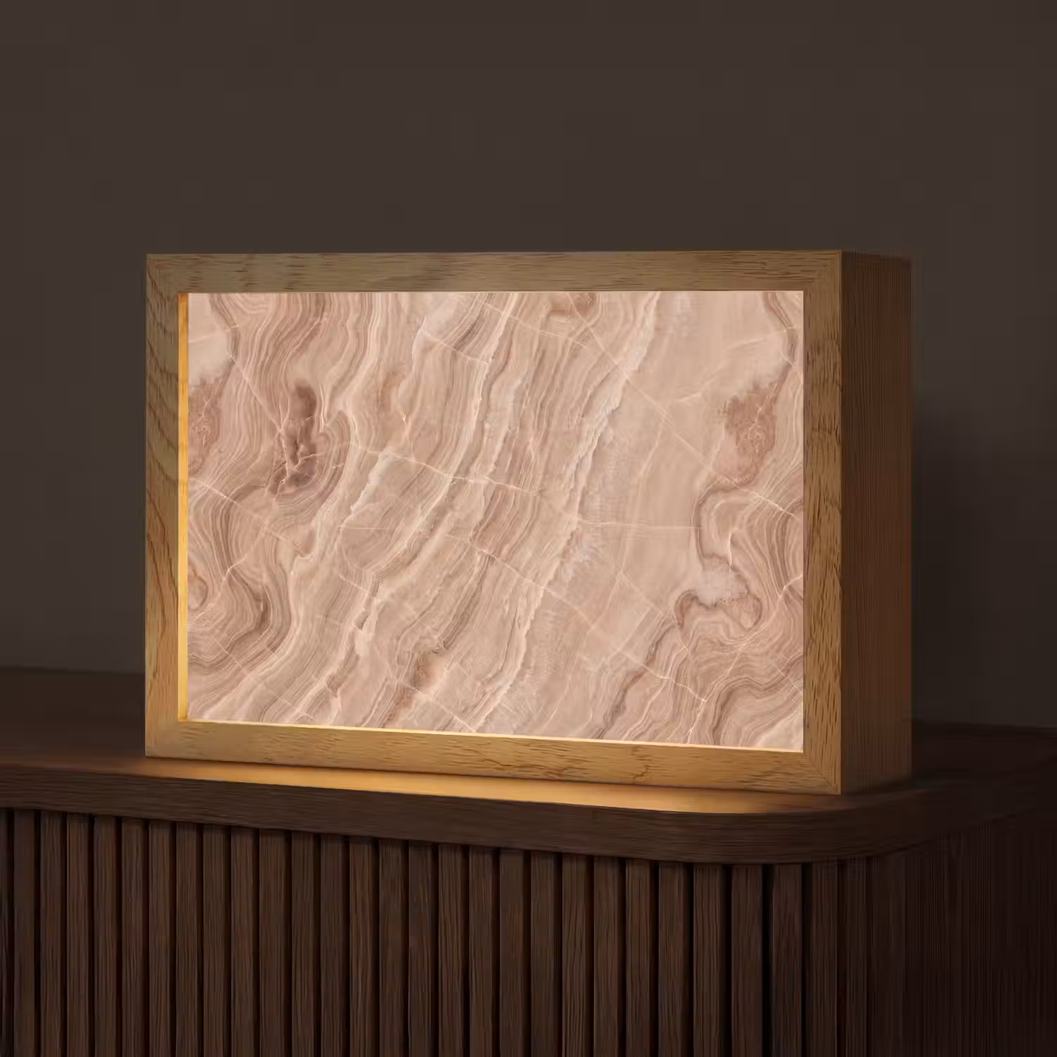Textuur - Golvend - Abstract - Warm - Bruin Light Box met kabel (Tafellamp) klein -z3d_website