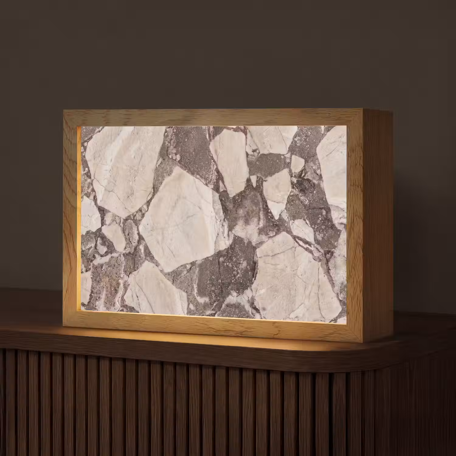 Textuur - Marmer - Abstract - Beige - Bruin Light Box met kabel (Tafellamp) klein -z3d_website