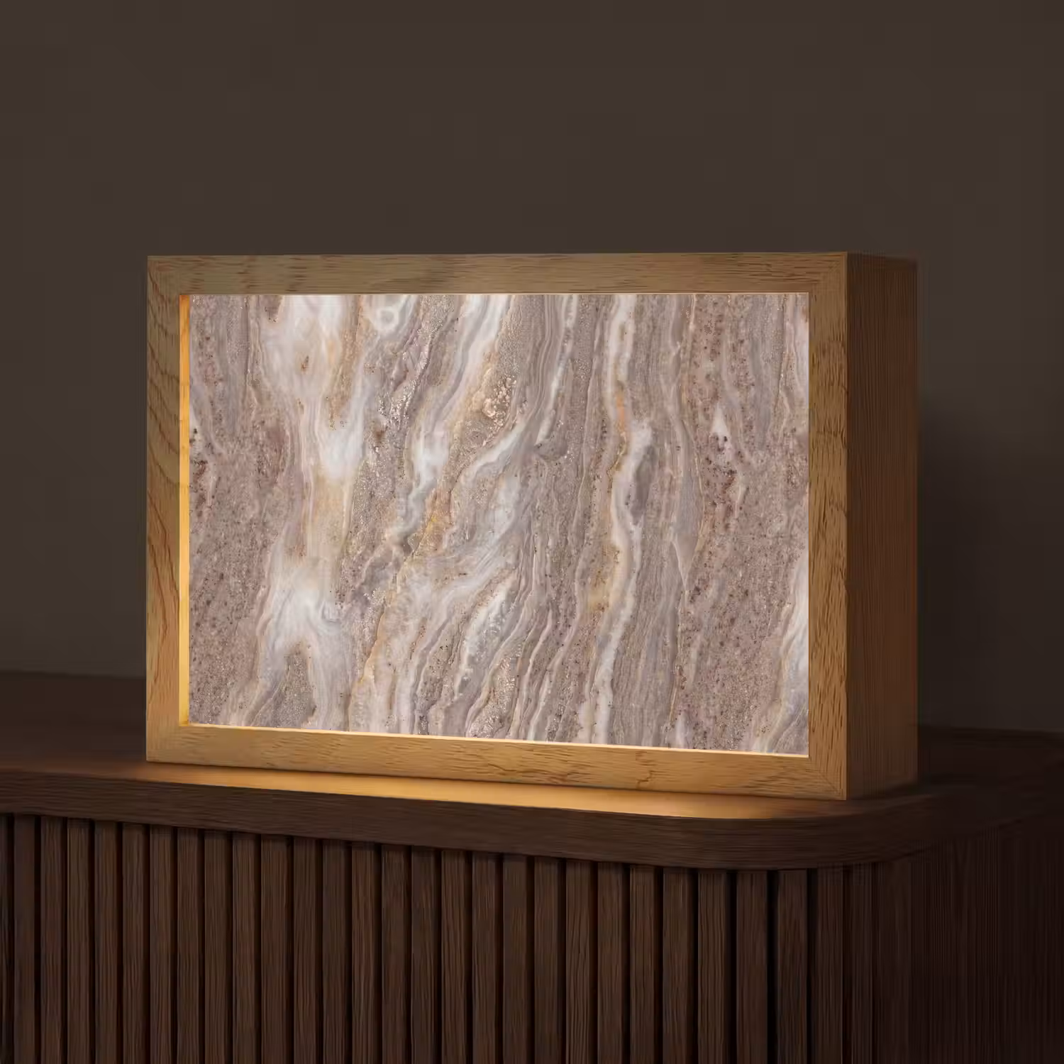 Textuur - Steen - Abstract - Beige Light Box met kabel (Tafellamp) klein -z3d_website