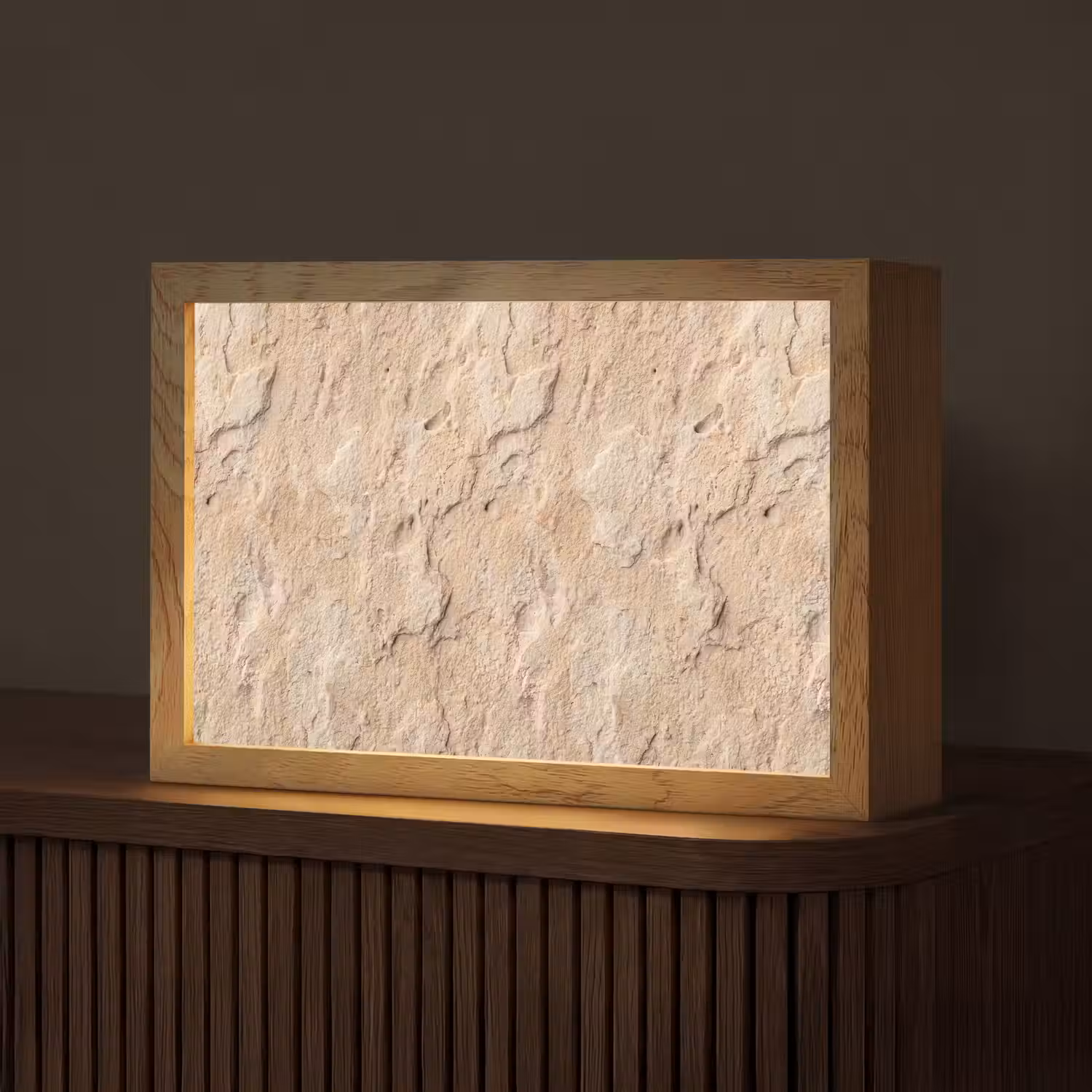 Textuur - Steen - Natuur - Beige Light Box met kabel (Tafellamp) klein -z3d_website