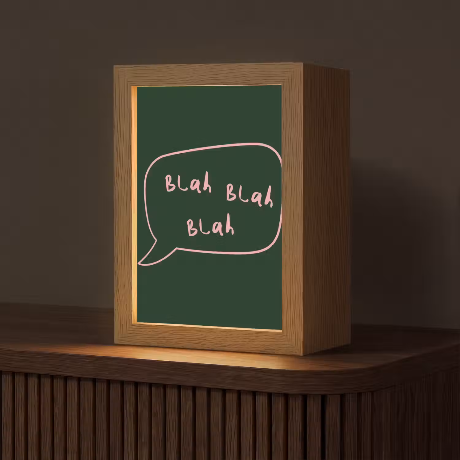 Tekstwolkje - Donkergroen - BLAH BLAH BLAH Light Box met kabel (Tafellamp) klein -z3d_website
