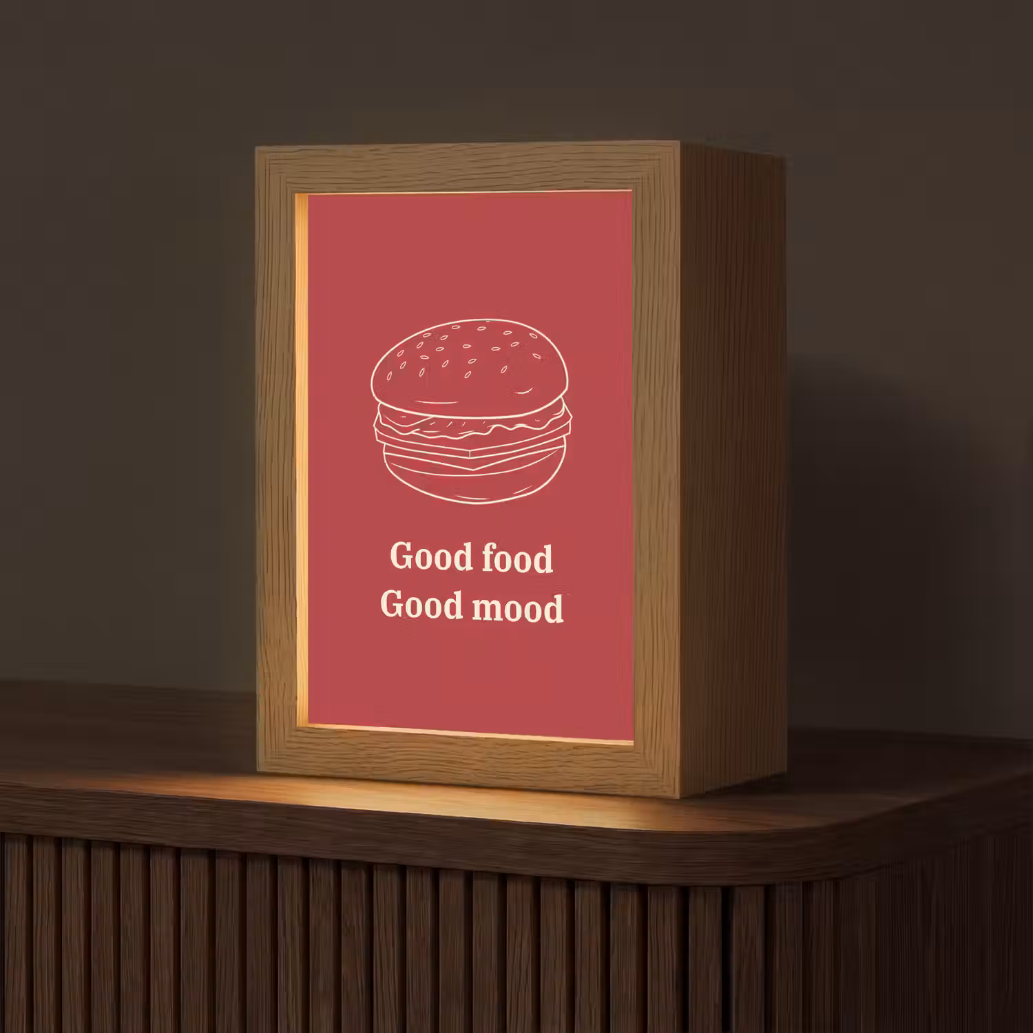 Dieprood - Lijntekening - Tekst - Hamburger Light Box met kabel (Tafellamp) klein -z3d_website
