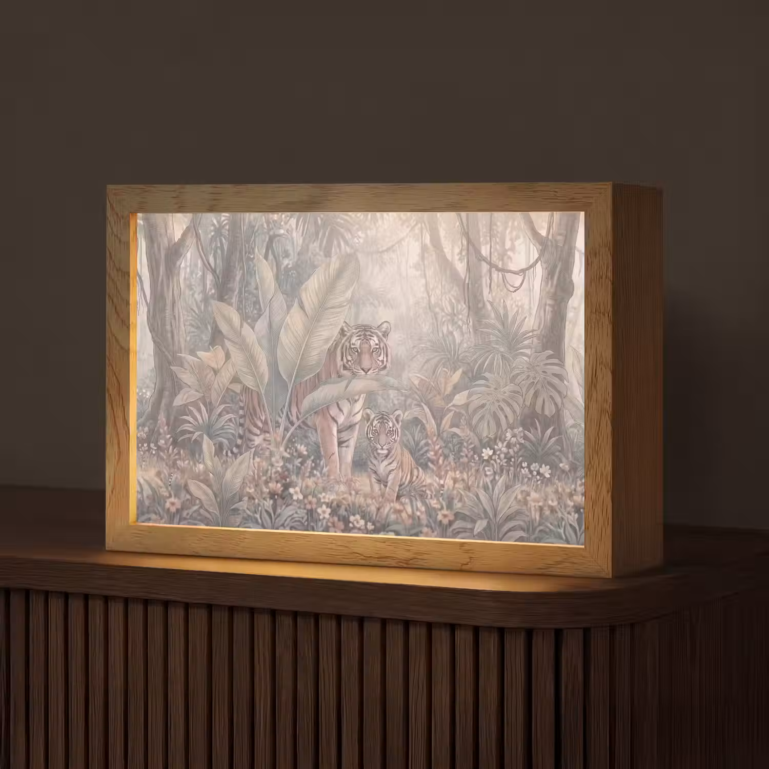 Tijger - Welp - Jungle - Illustratie - Dieren Light Box met kabel (Tafellamp) klein -z3d_website