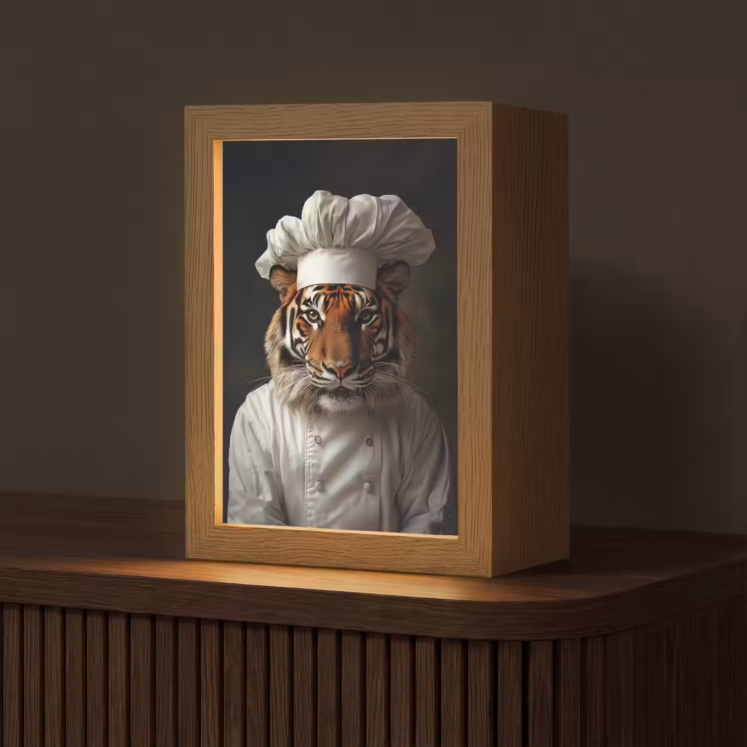 Tijger - Kokskleding - Bruin Light Box met kabel (Tafellamp) klein -z3d_website