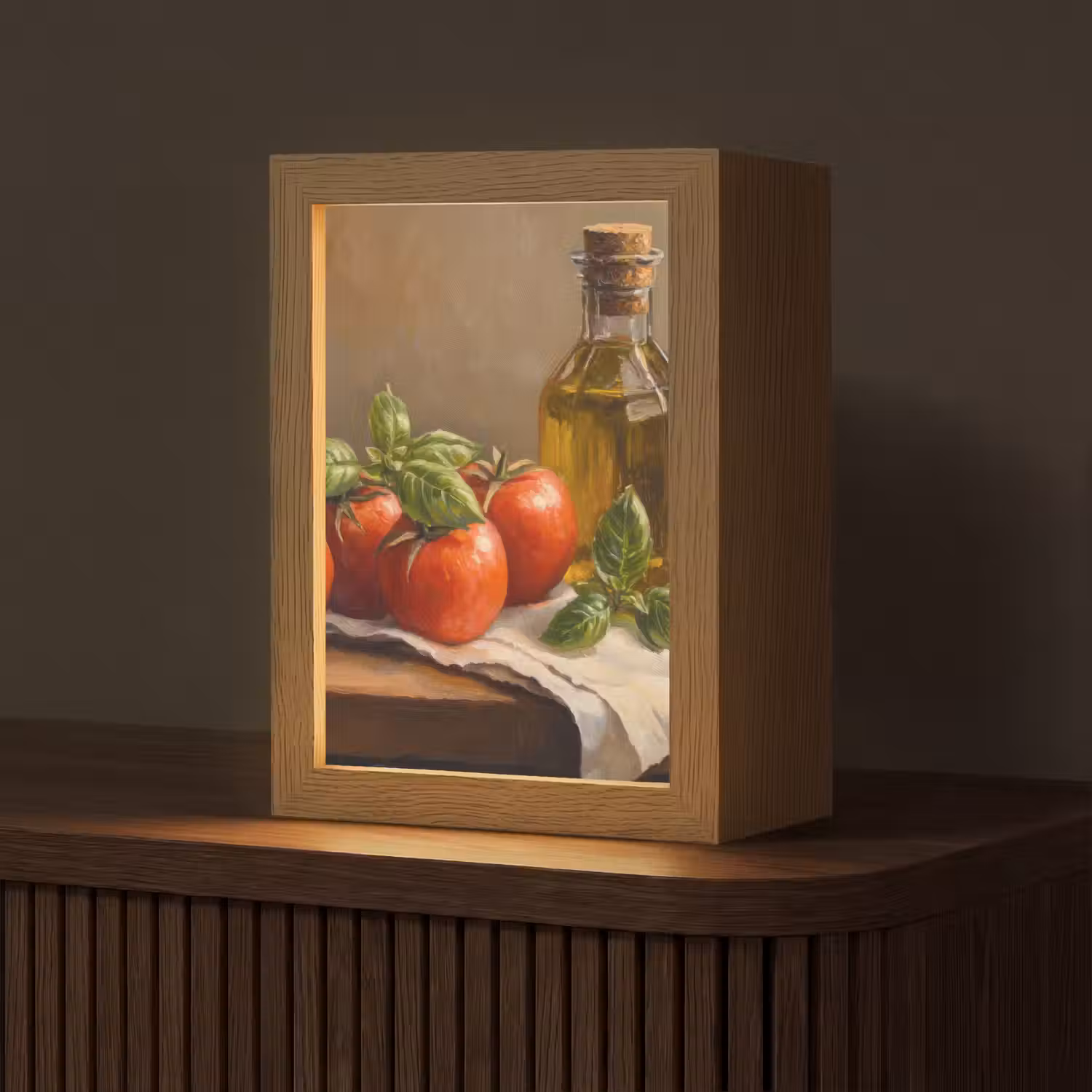 Tomaten - Olijfolie - Stilleven Light Box met kabel (Tafellamp) klein -z3d_website