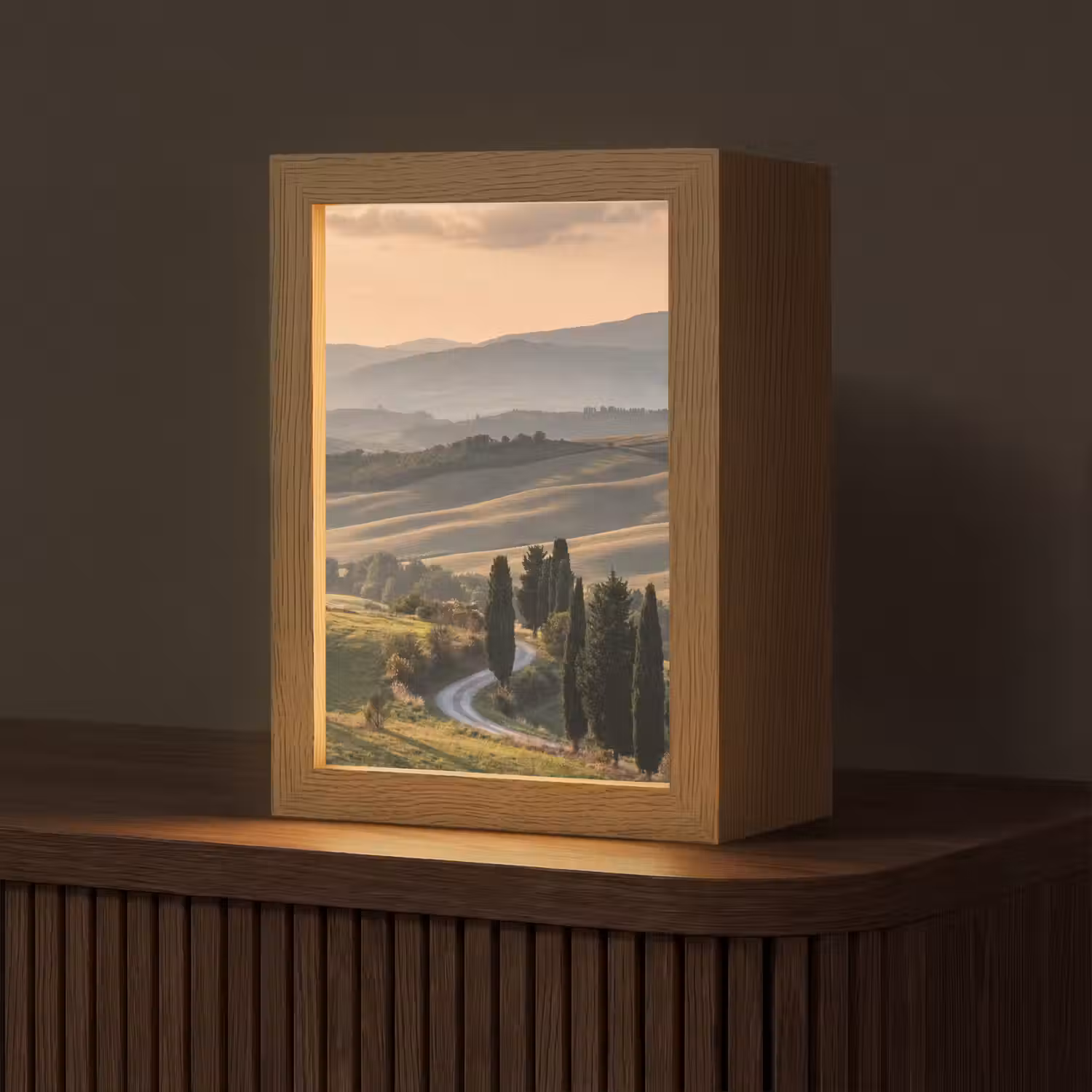 Toscaans - Landschap - Heuvels Light Box met kabel (Tafellamp) klein -z3d_website