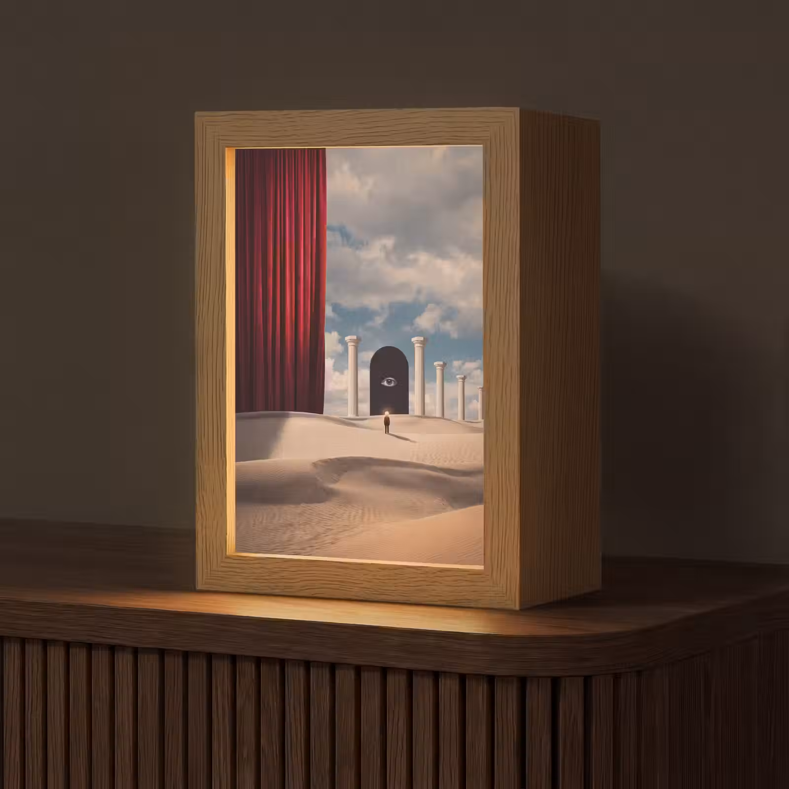 Tischlampe - Traum – Wüste – Auge - Droom - Woestijn - Oog Light Box met kabel (Tafellamp) klein
