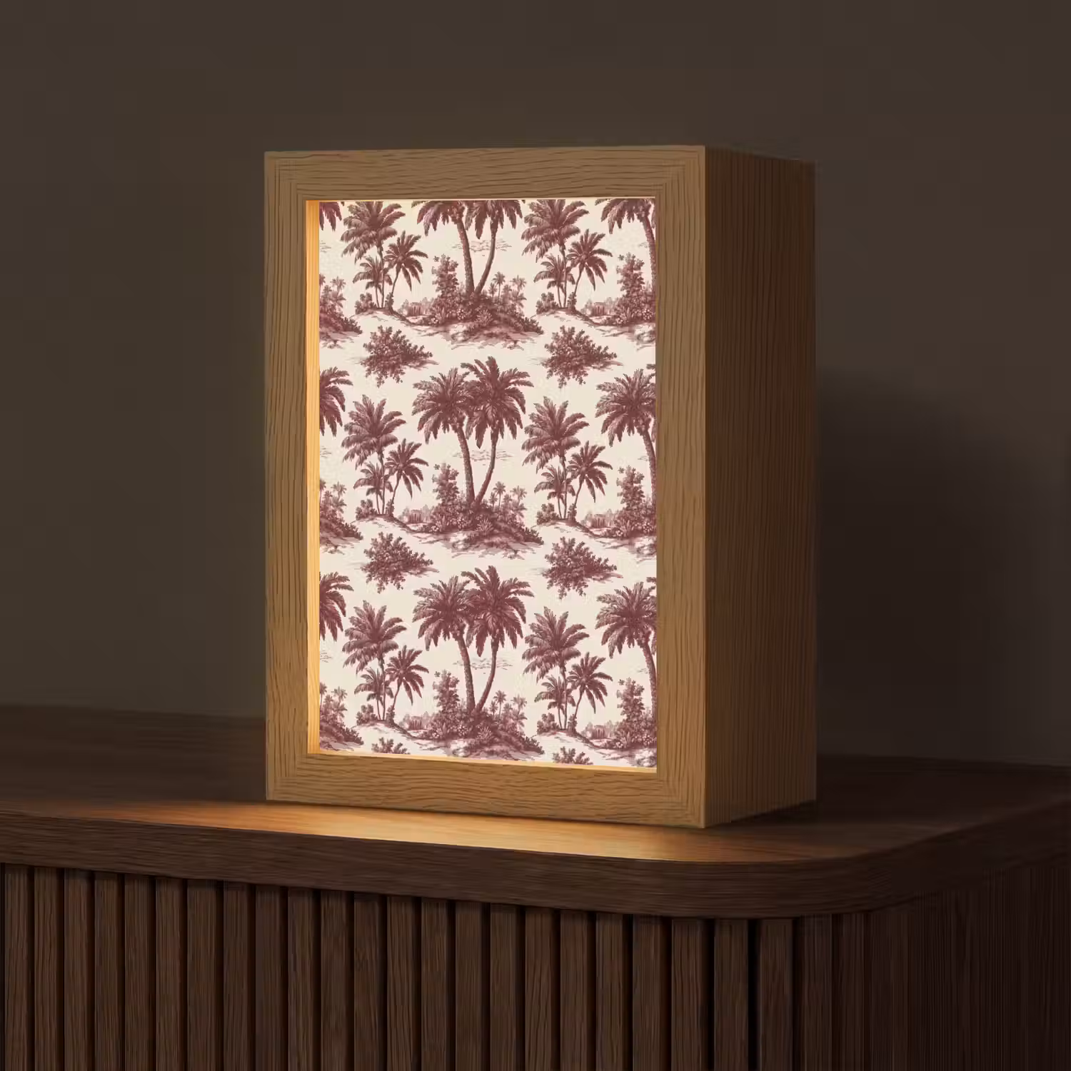 Tropisch - Geometrisch - Bordeauxrood Light Box met kabel (Tafellamp) klein 925 -z3d_website