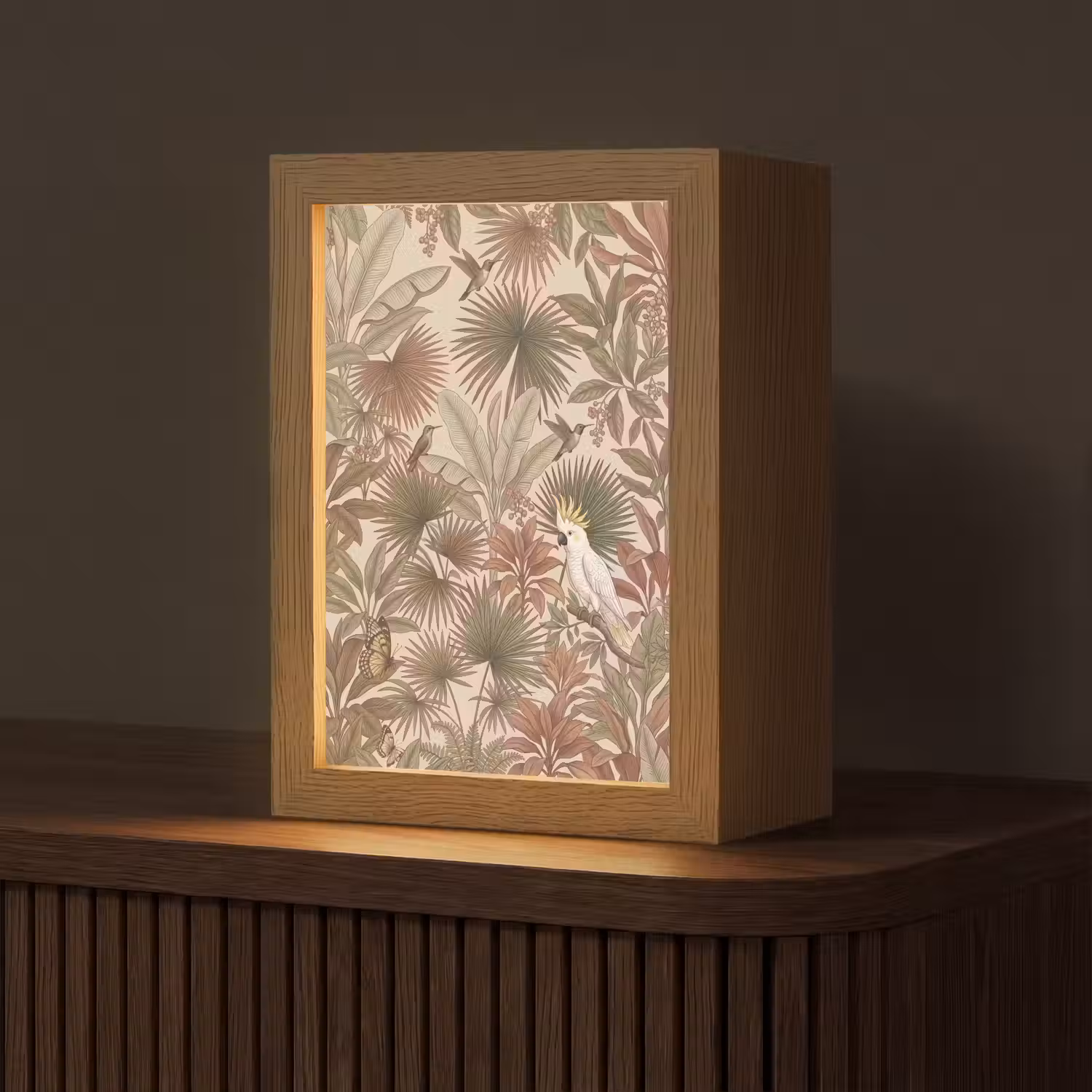 Tropisch - Vogels - Beige Light Box met kabel (Tafellamp) klein -z3d_website