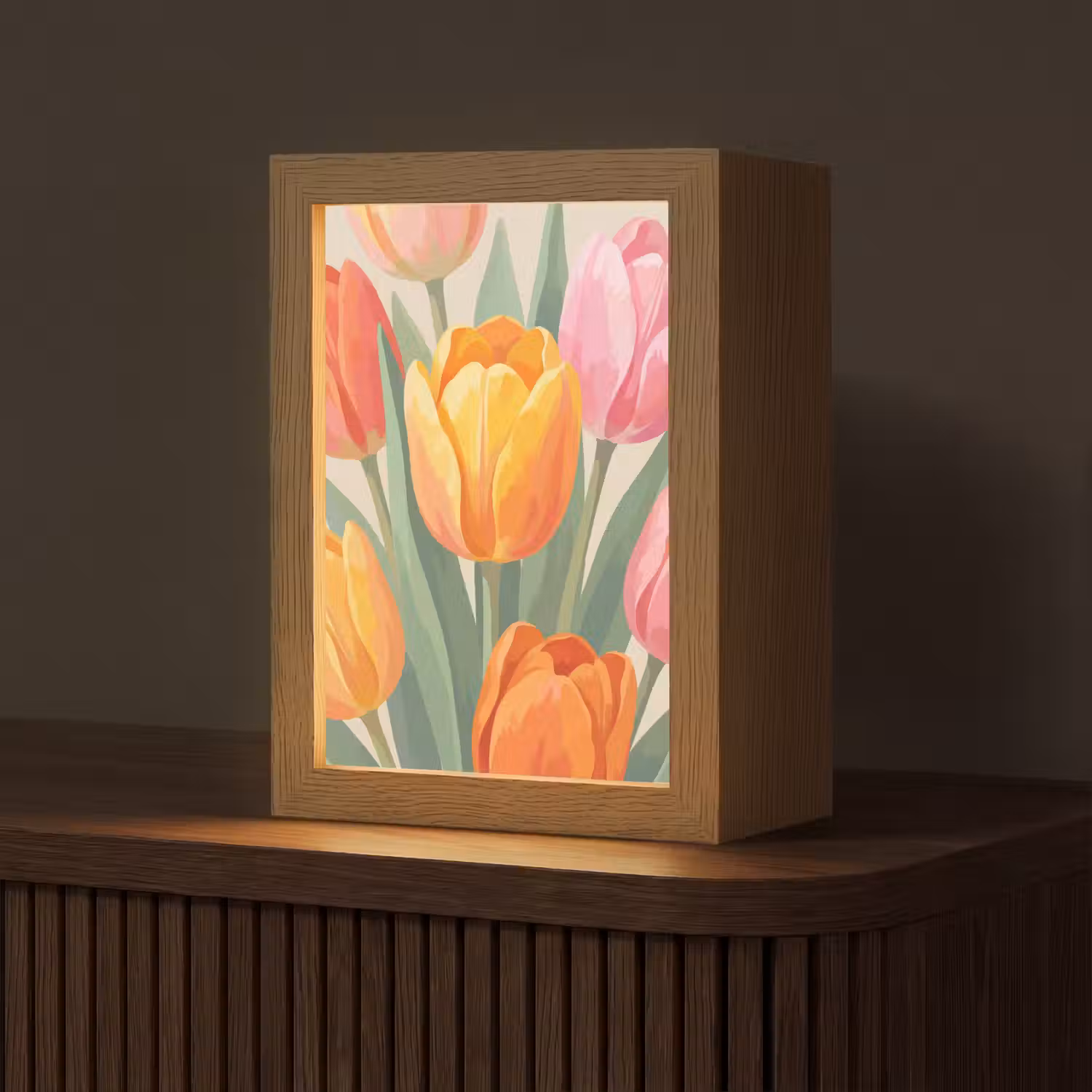 Tulpen - Abstract - Kleurrijk Light Box met kabel (Tafellamp) klein -z3d_website