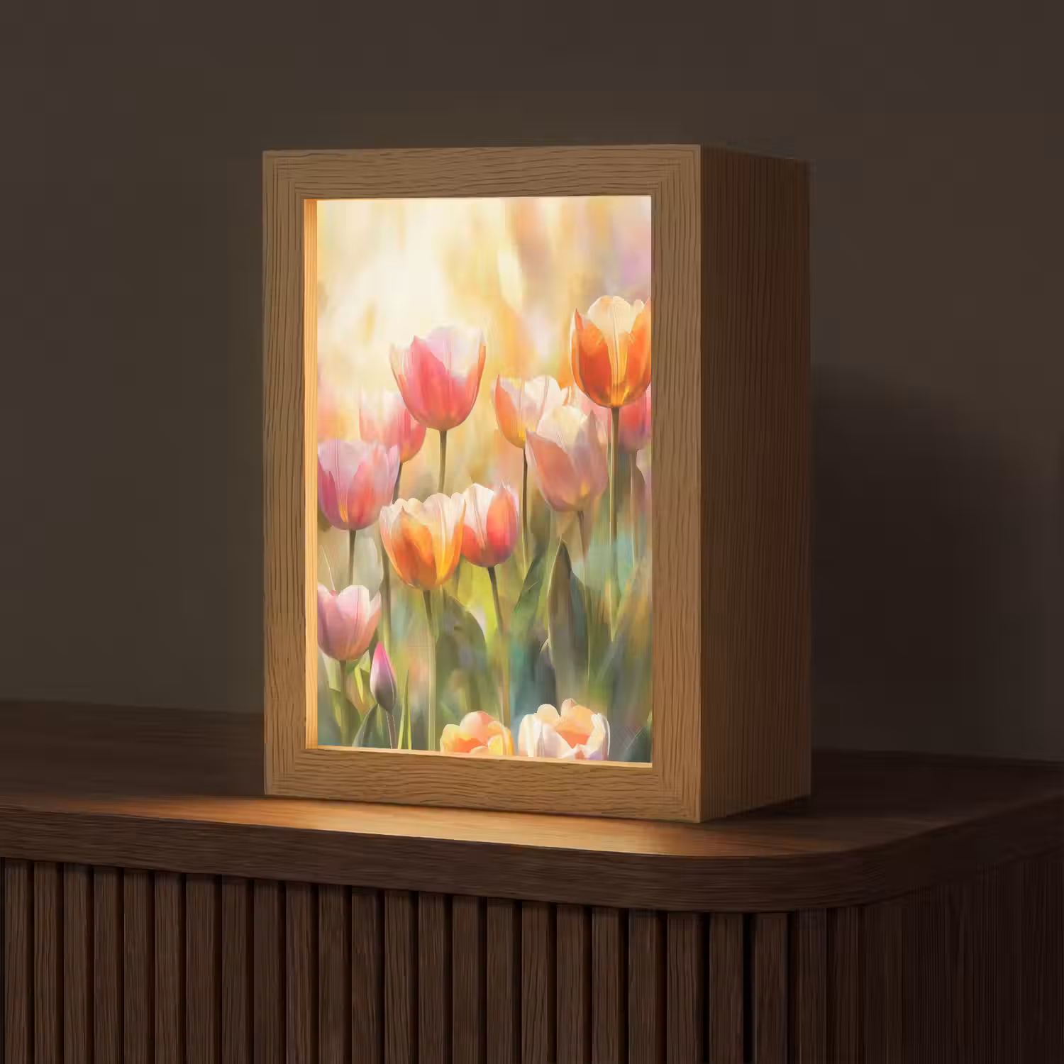Tulpen - Sprookjesachtig - Kleurrijk Light Box met kabel (Tafellamp) klein -z3d_website