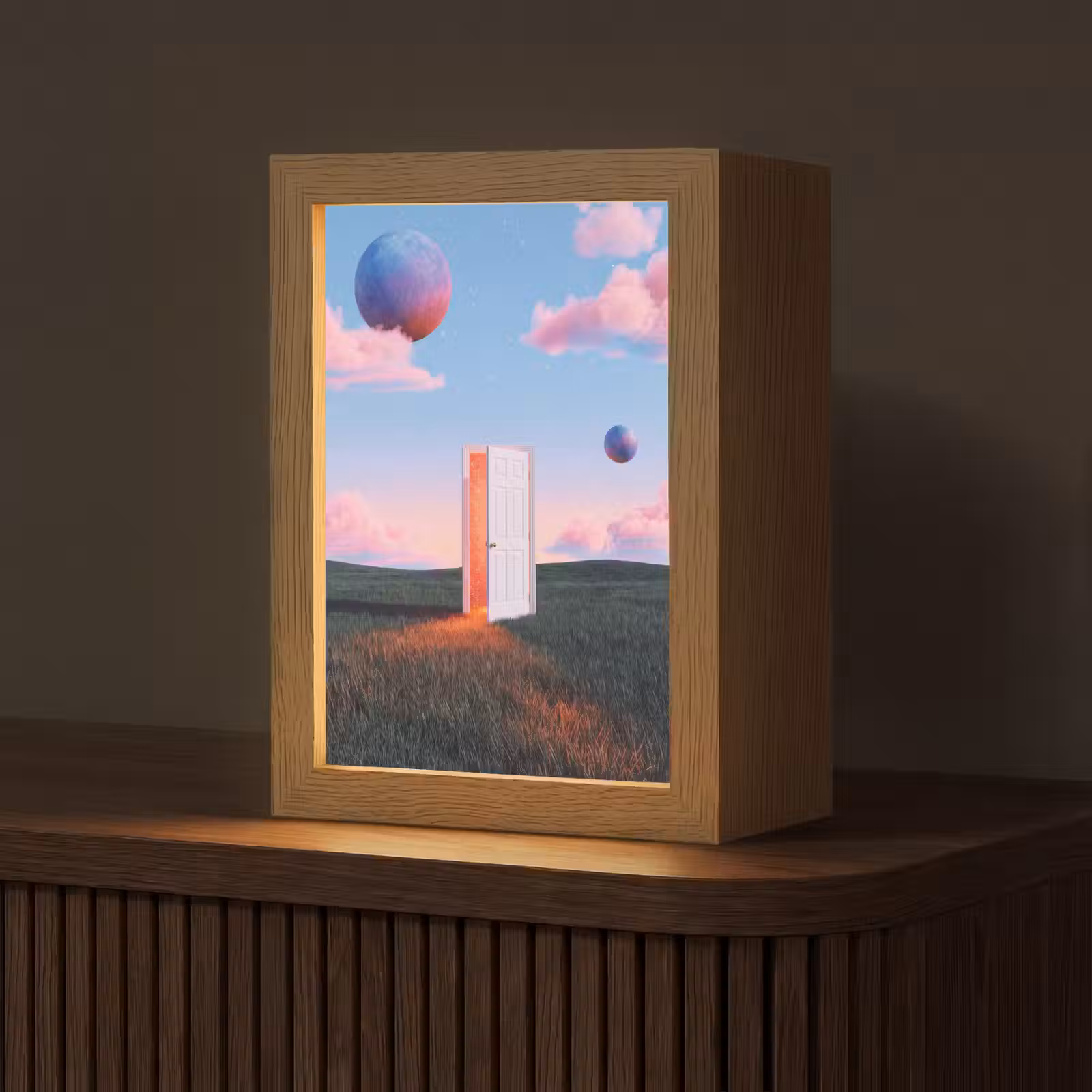 Tischlampe - Tür – Fantasie – Raum - Deur - Fantasie - Ruimte Light Box met kabel (Tafellamp) klein