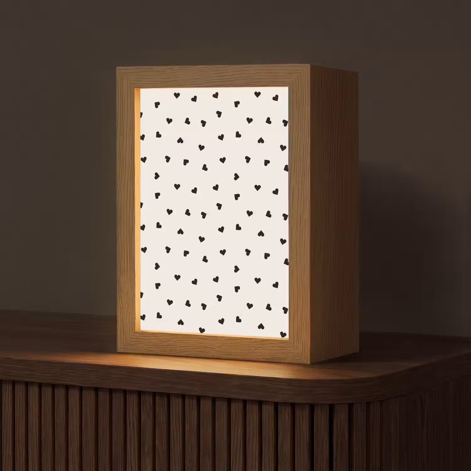 Valentijn - Hart - Wit - Zwart Light Box met kabel (Tafellamp) klein 925 -z3d_website