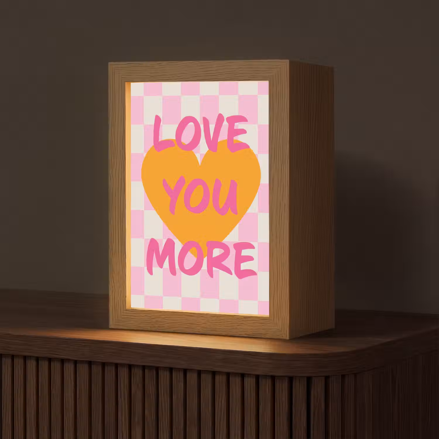 Valentijn - Love - Roze - Oranje Light Box met kabel (Tafellamp) klein -z3d_website