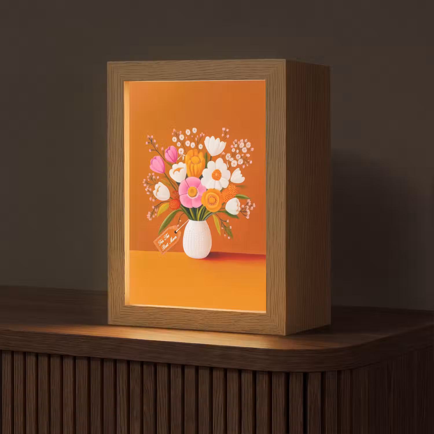 Vaas - Bloemen - Oranje Light Box met kabel (Tafellamp) klein -z3d_website