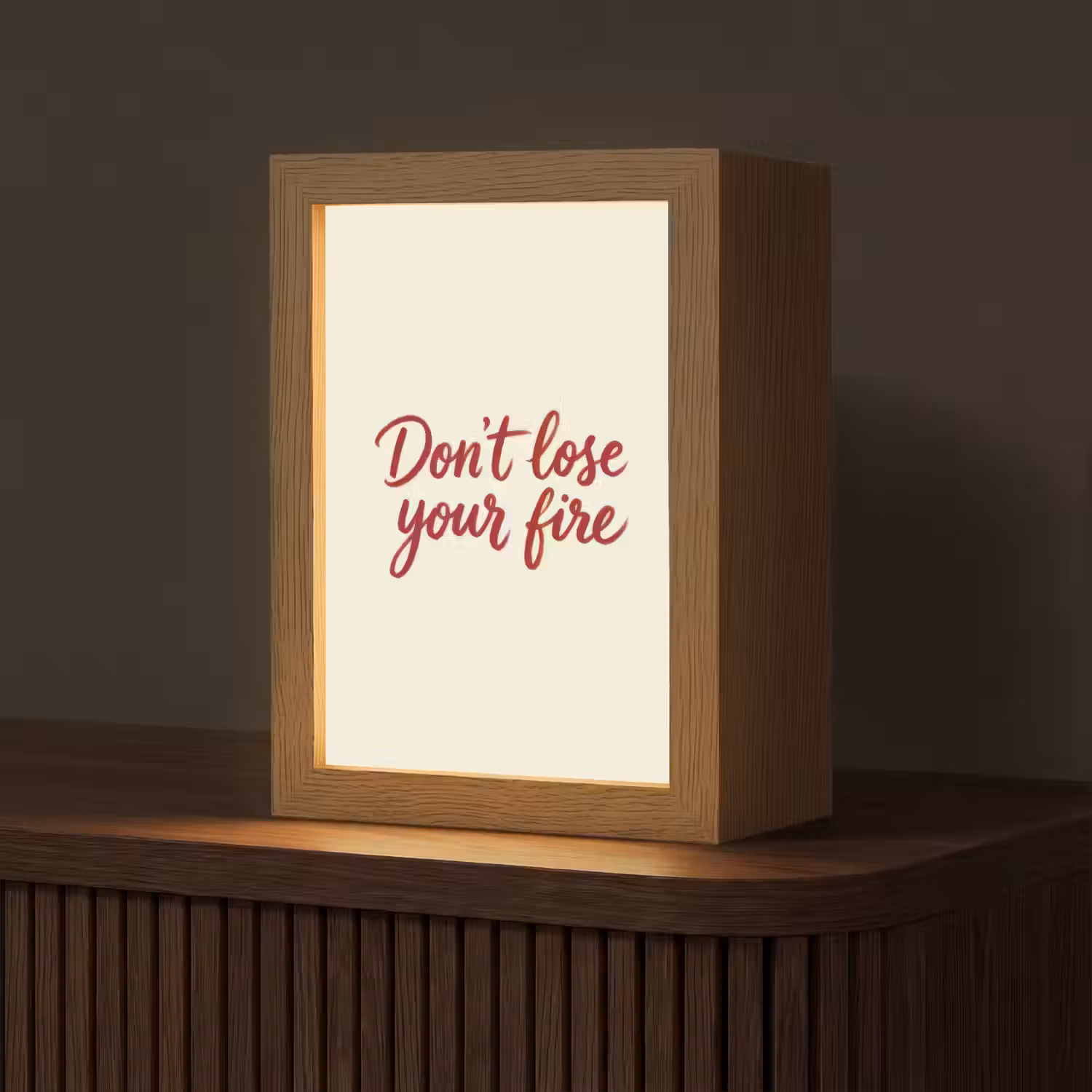 Don't lose your fire - Rood - Wit - Minimalistisch Light Box met kabel (Tafellamp) klein -z3d_website