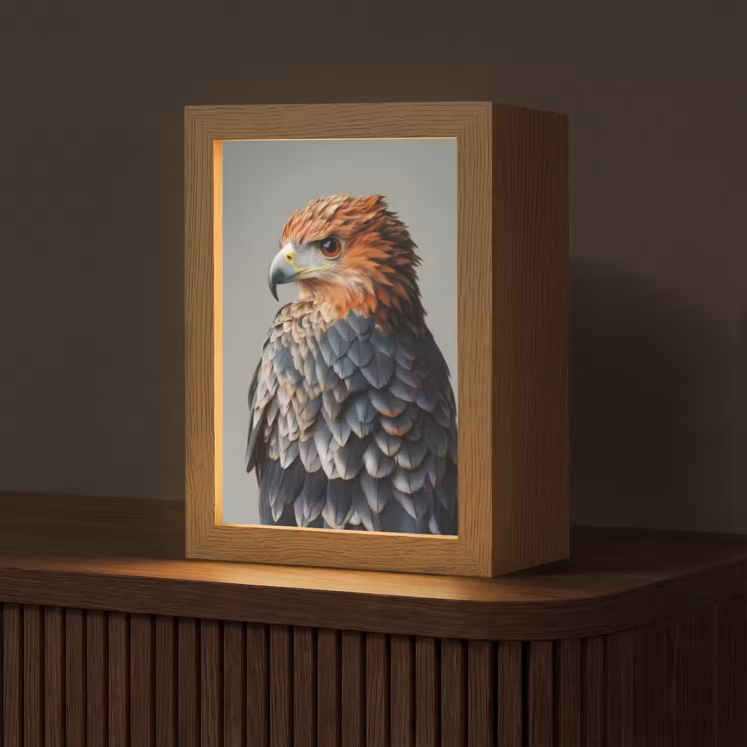 Vogel - Realistisch - Veren - Bruin Light Box met kabel (Tafellamp) klein -z3d_website