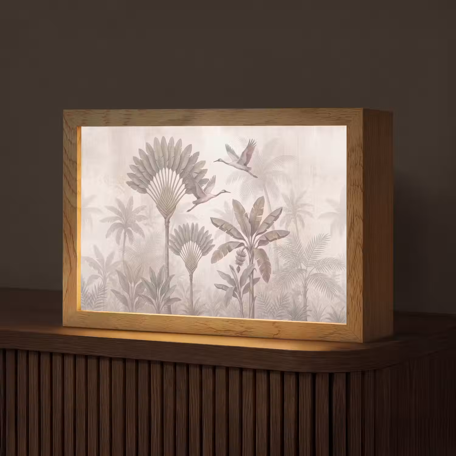 Vogel - Tropisch - Jungle - Natuur - Beige Light Box met kabel (Tafellamp) klein -z3d_website