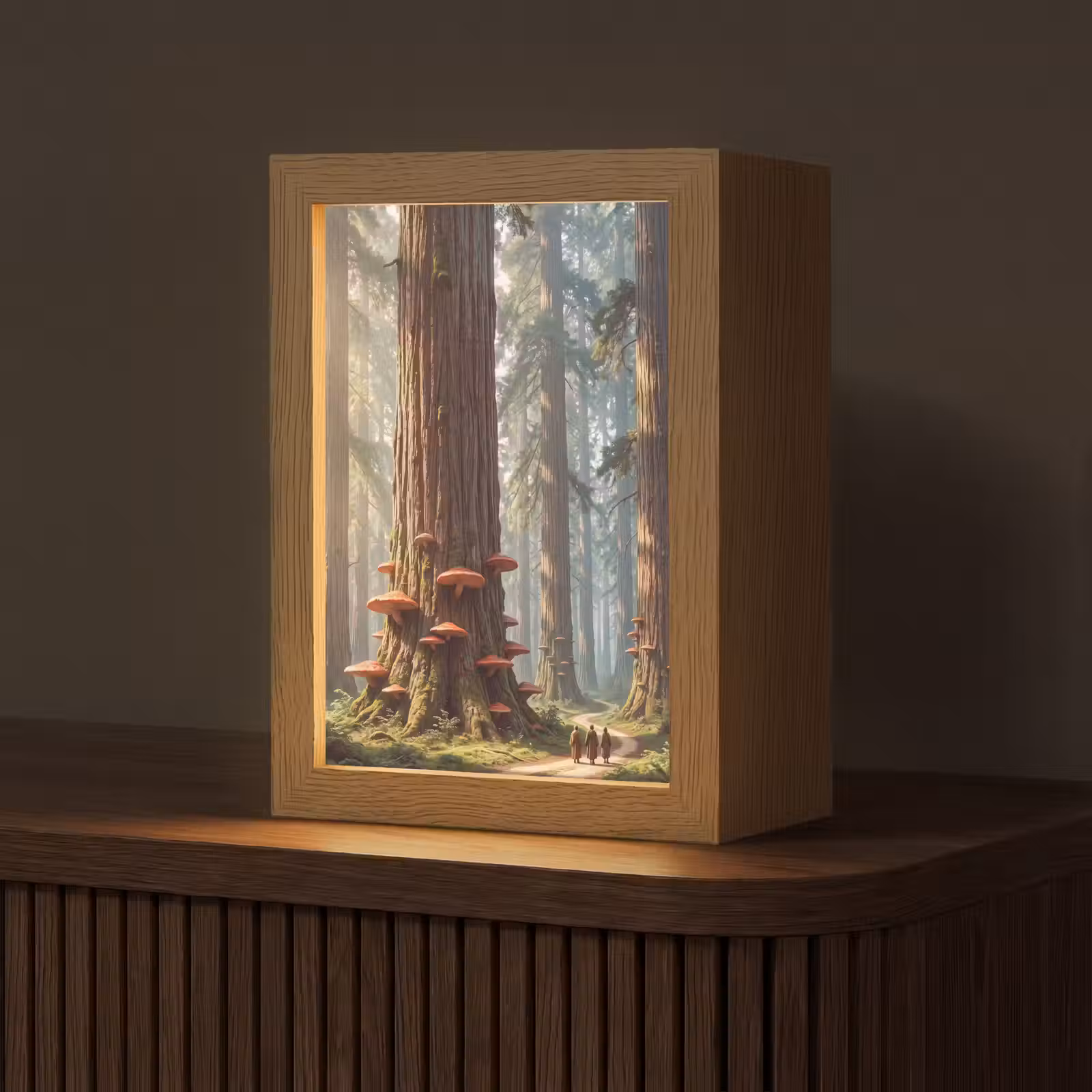 Tischlampe - Wald – Bäume – Natur - Bos - Bomen - Natuur Light Box met kabel (Tafellamp) klein
