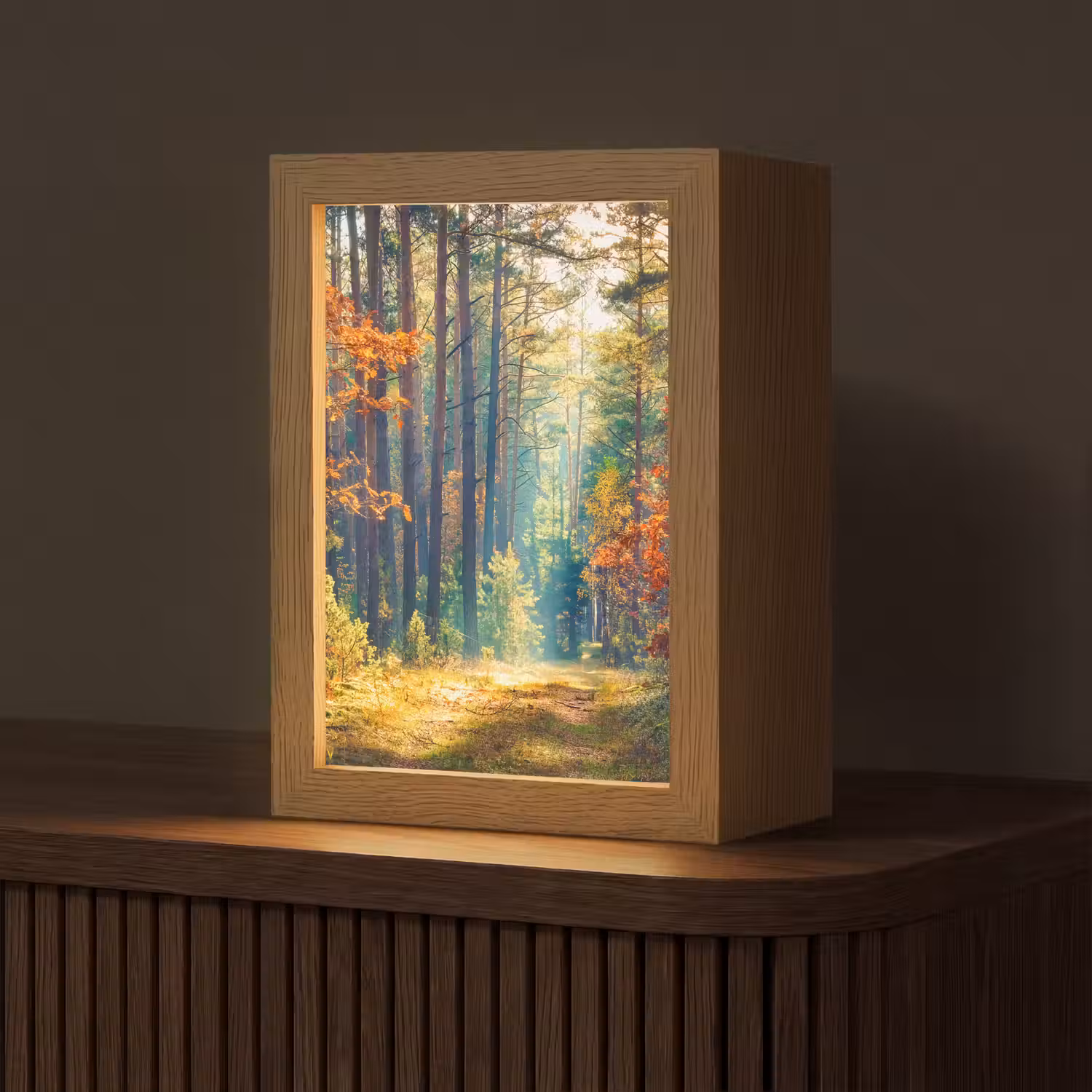 Bos - Zon - Natuur - Herfst Light Box met kabel (Tafellamp) klein -z3d_website