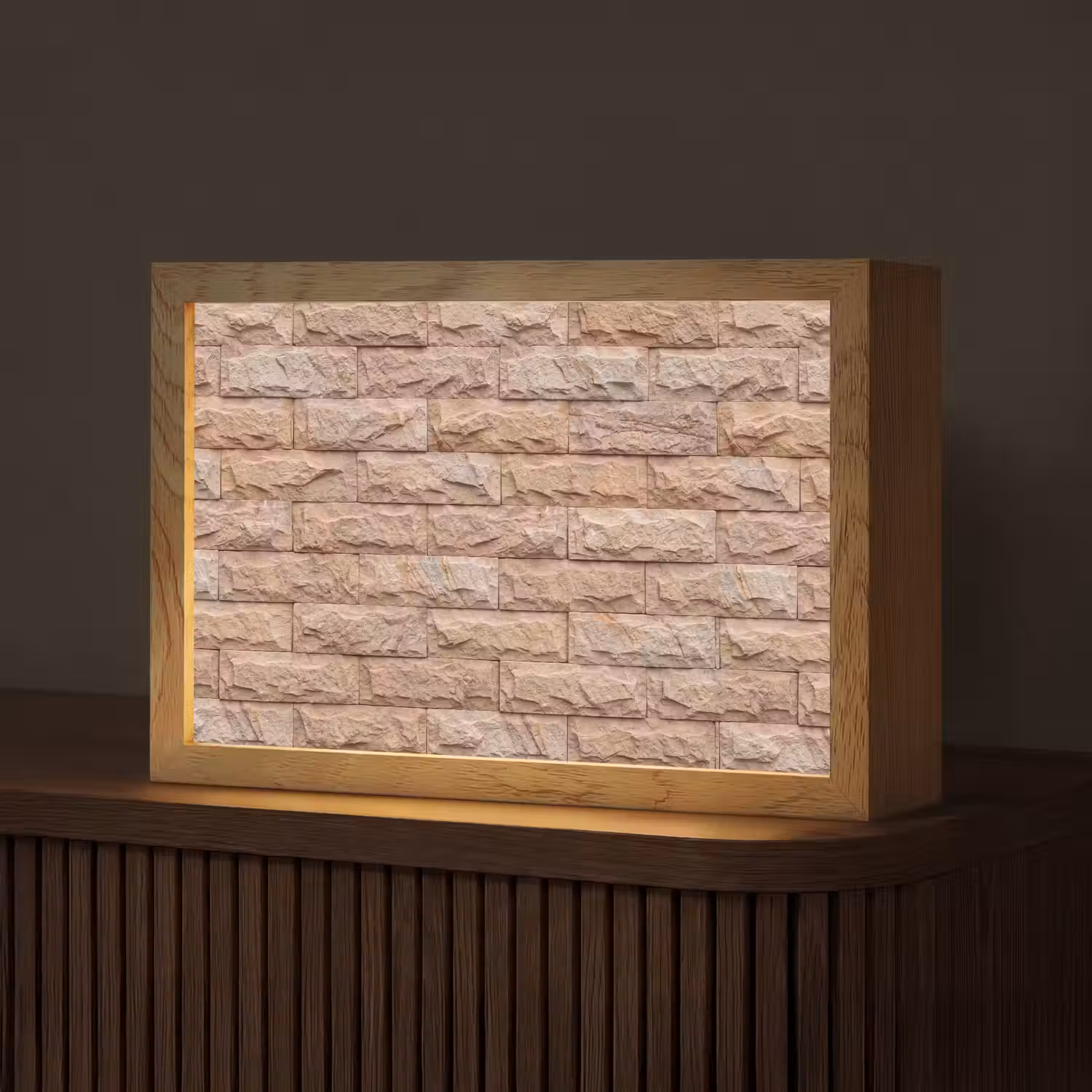 Muur - Steen - Ruw - Textuur - Beige Light Box met kabel (Tafellamp) klein -z3d_website