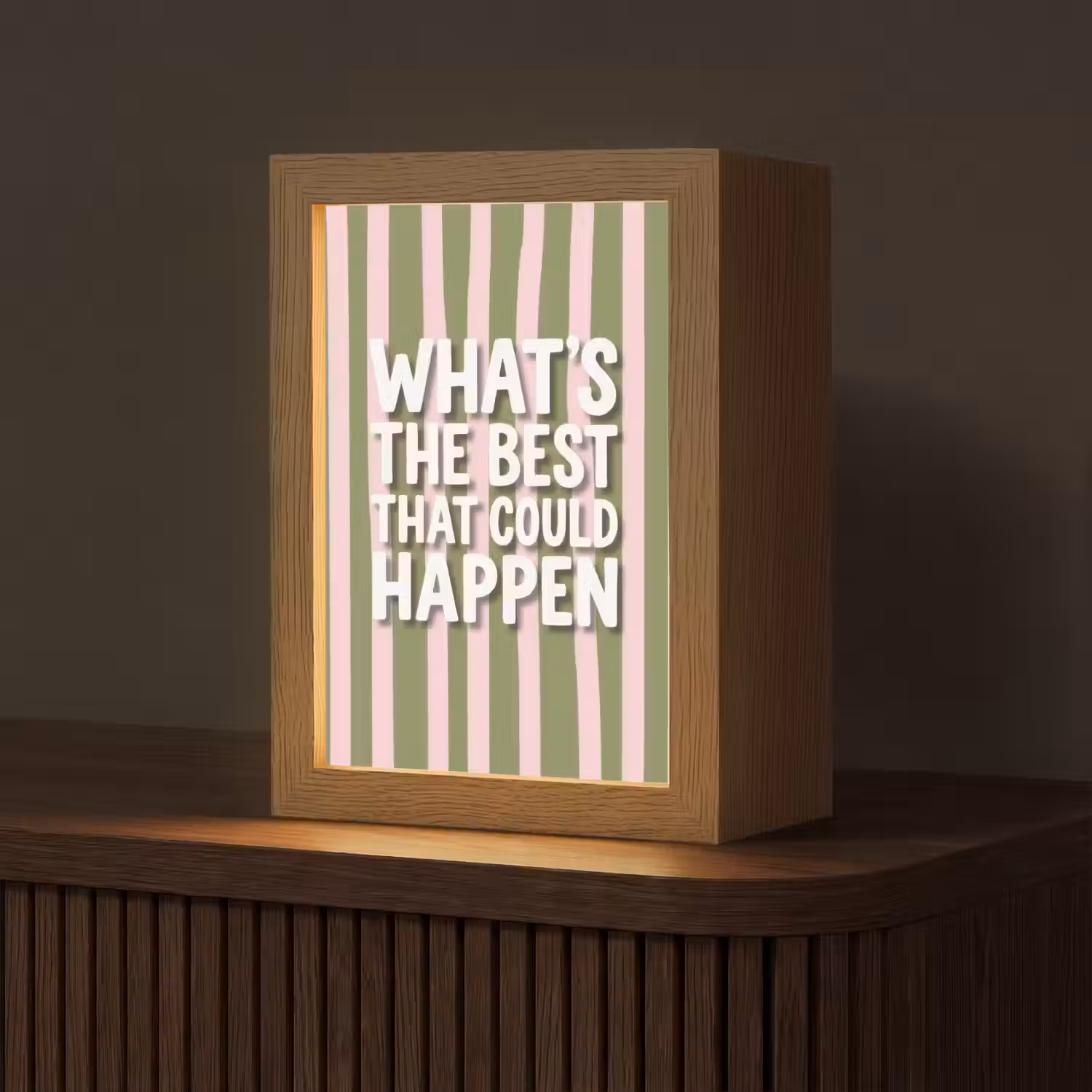 What's the best that could happen - Strepen - Groen - Roze Light Box met kabel (Tafellamp) klein -z3d_website