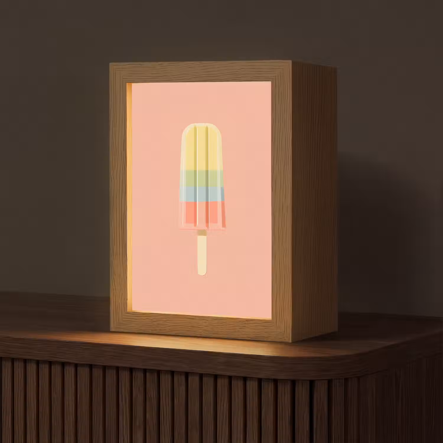 Waterijsje - Pasteltinten - Minimalistisch Light Box met kabel (Tafellamp) klein -z3d_website
