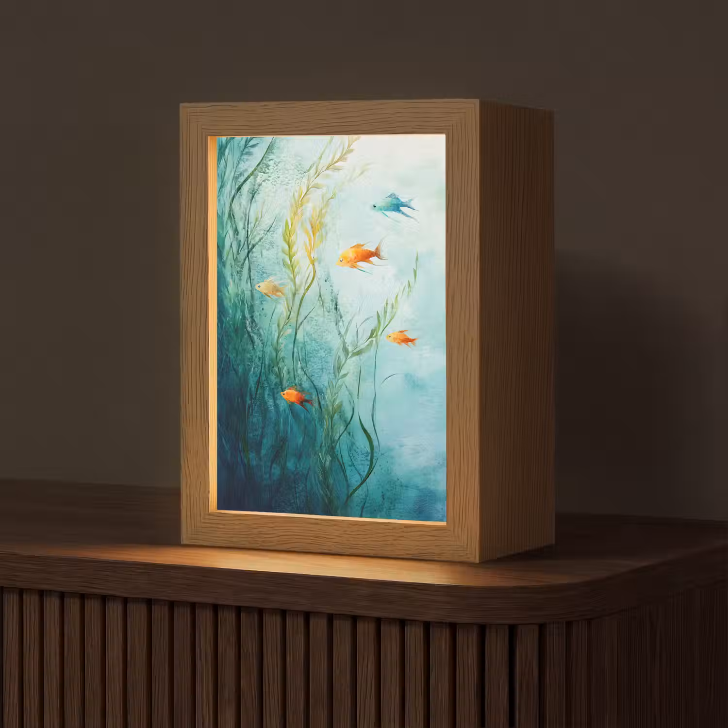 Waterplanten - Vissen - Kleurrijk - Water Light Box met kabel (Tafellamp) klein -z3d_website