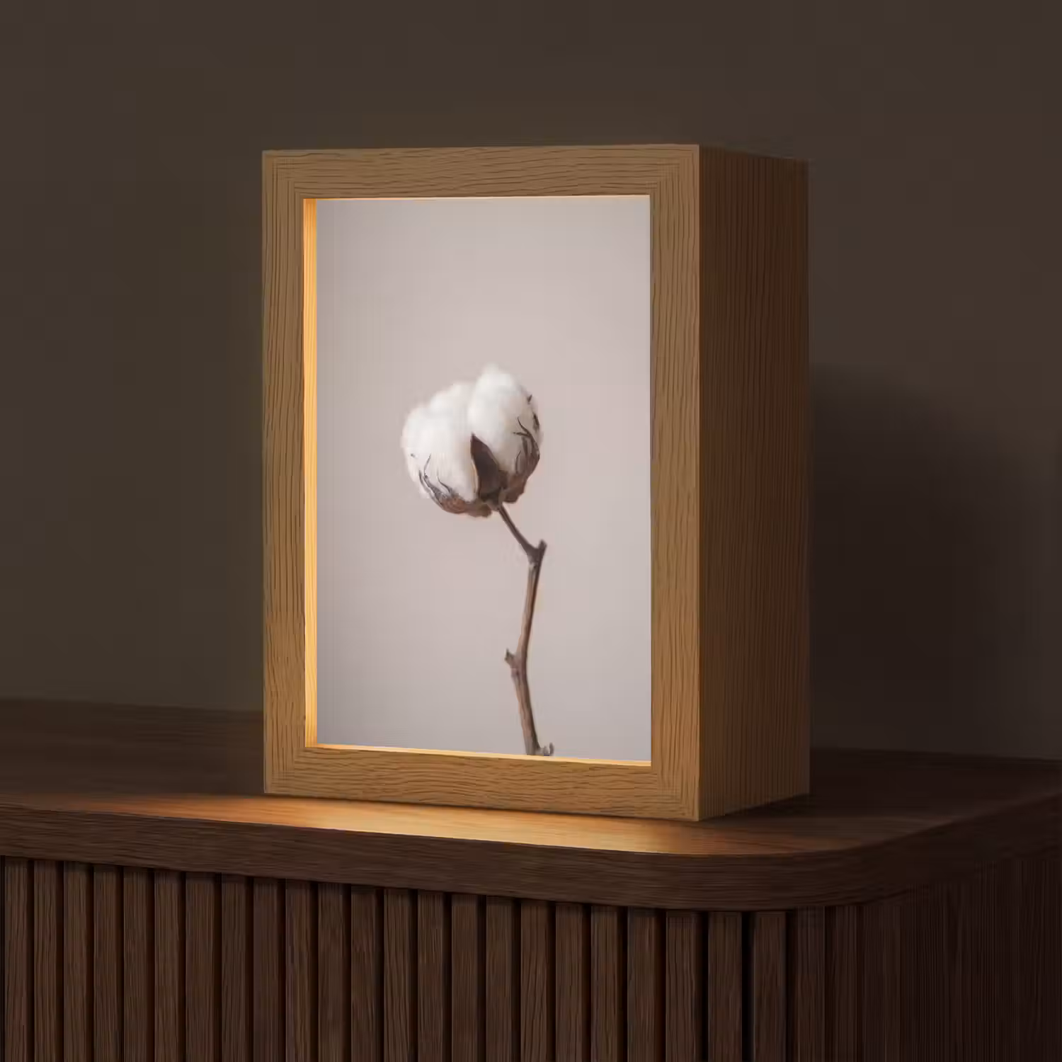Katoenbol - Minimalistisch - Wit Light Box met kabel (Tafellamp) klein -z3d_website