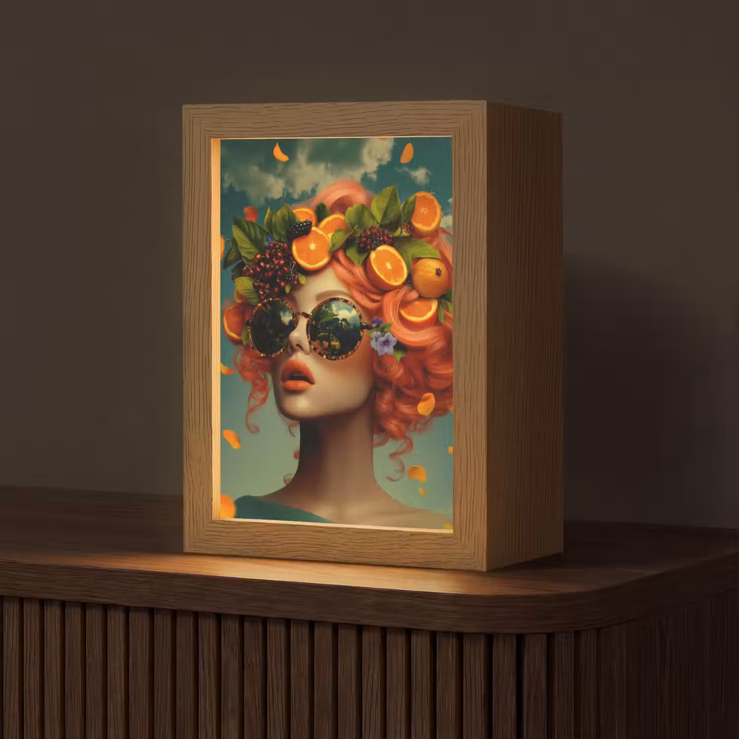 Vrouw - Sinaasappel - Bessen - Oranje Light Box met kabel (Tafellamp) klein -z3d_website