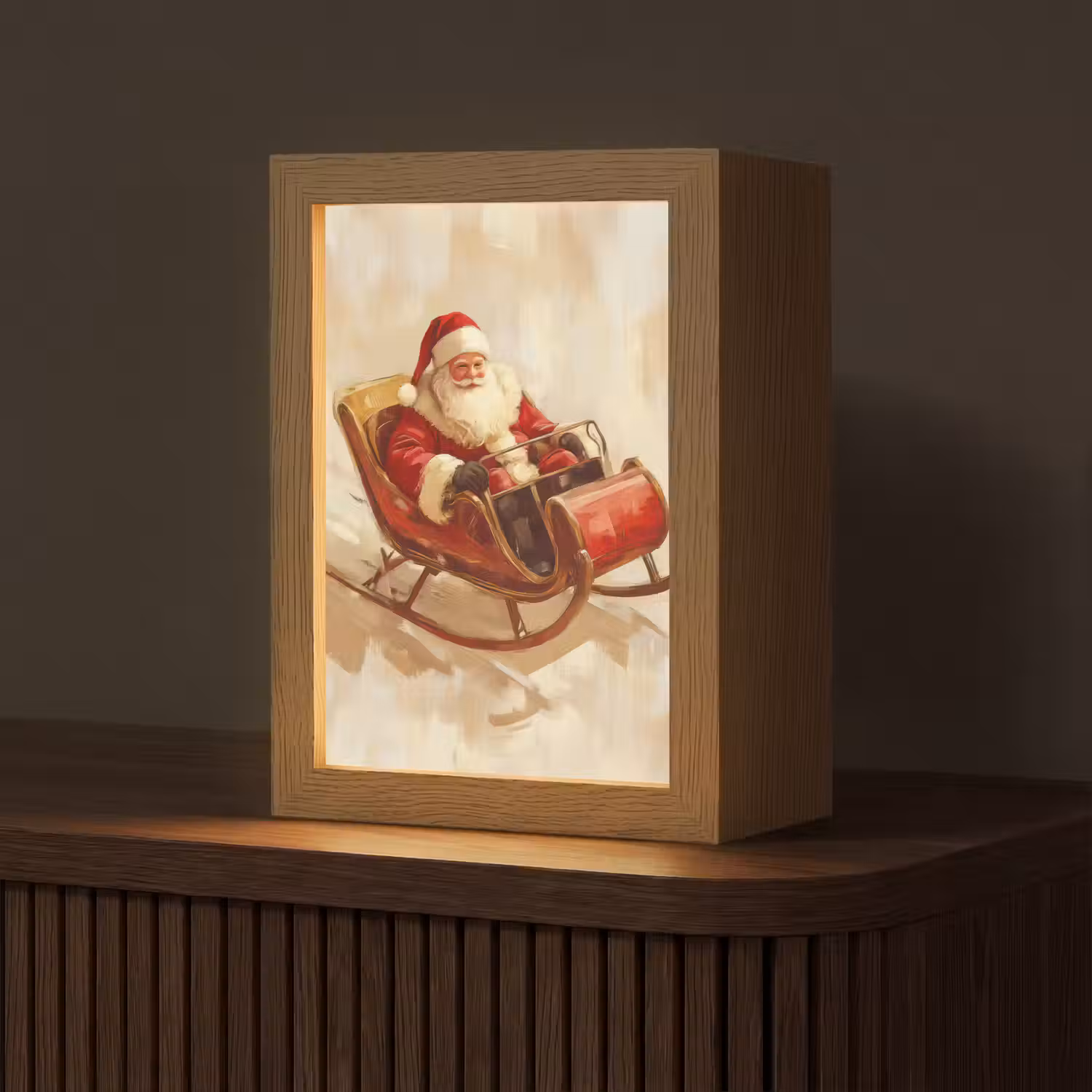 Kerst - Slee - Kerstman Light Box met kabel (Tafellamp) klein -z3d_website