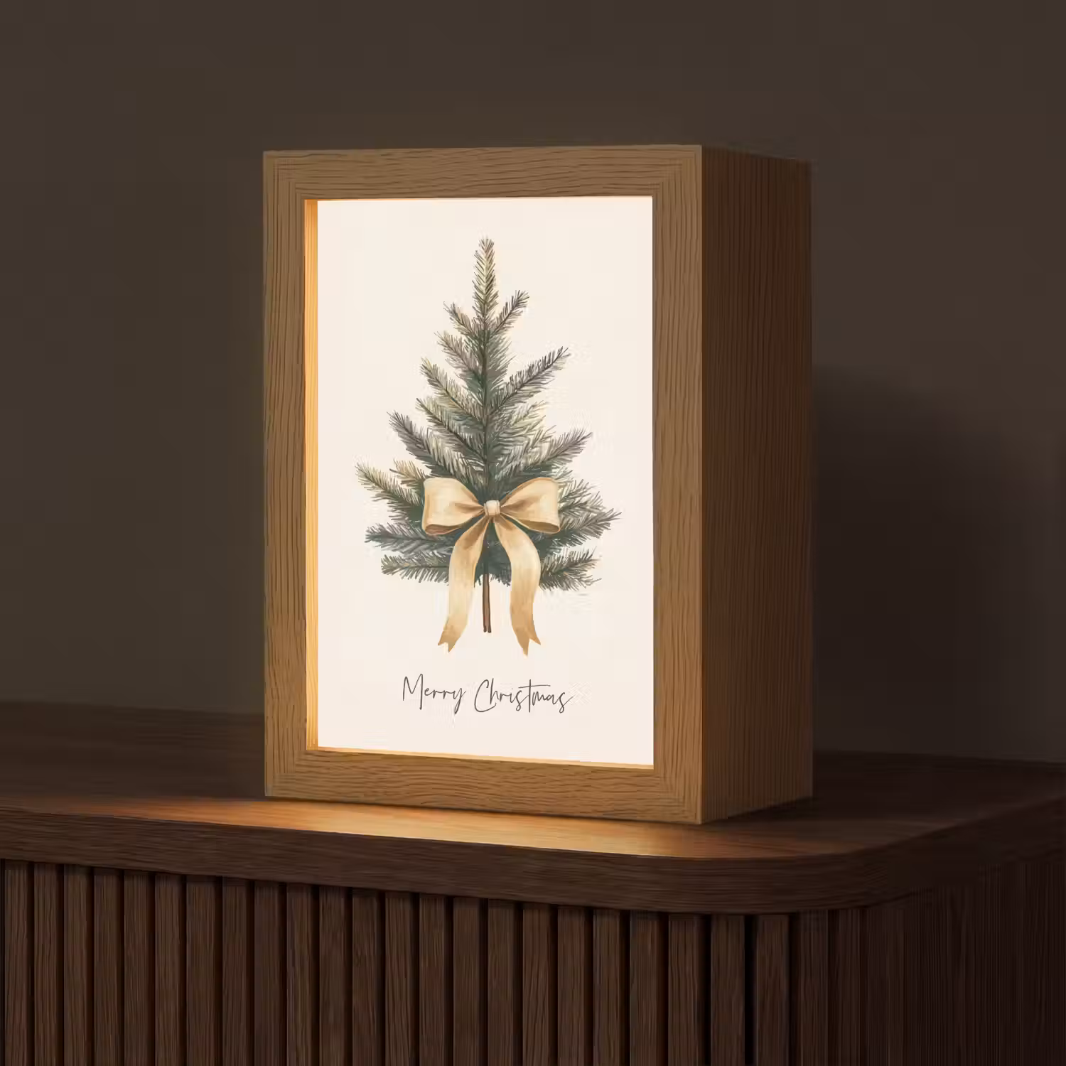 Kerstboom - Kerst - Merry Christmas - Beige Light Box met kabel (Tafellamp) klein -z3d_website