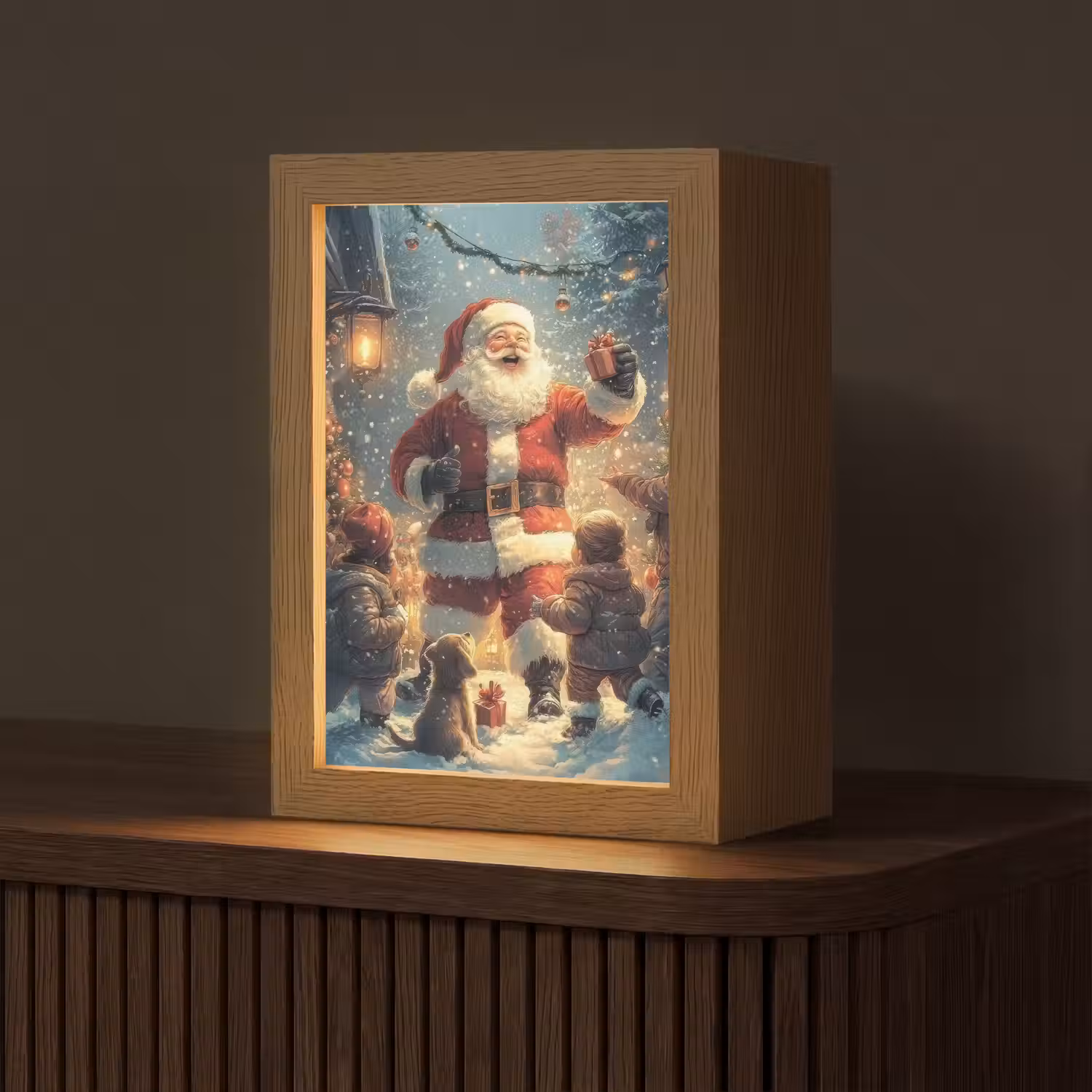 Kerstvreugde - Sneeuw - Kleurrijk Light Box met kabel (Tafellamp) klein -z3d_website